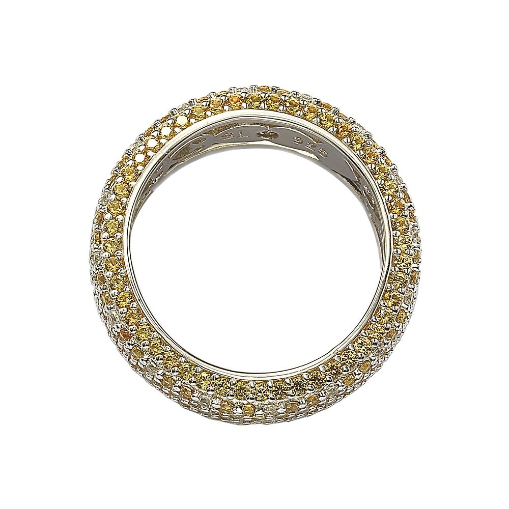 Suzy Levian Sterling Silver Yellow Sapphire and Diamond Accent Eternity Pave Ring