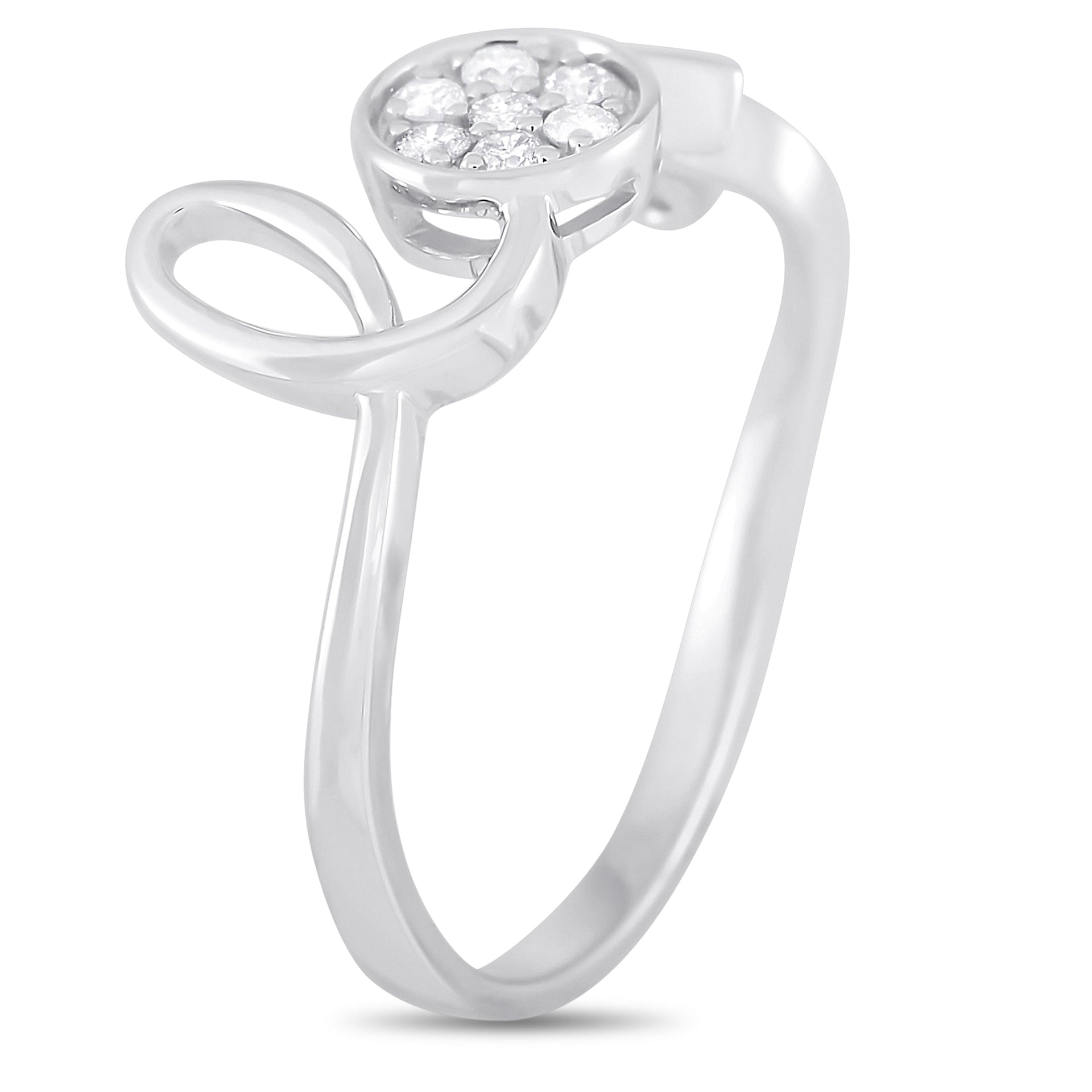 14K White Gold 0.10 ct Diamond Love Ring