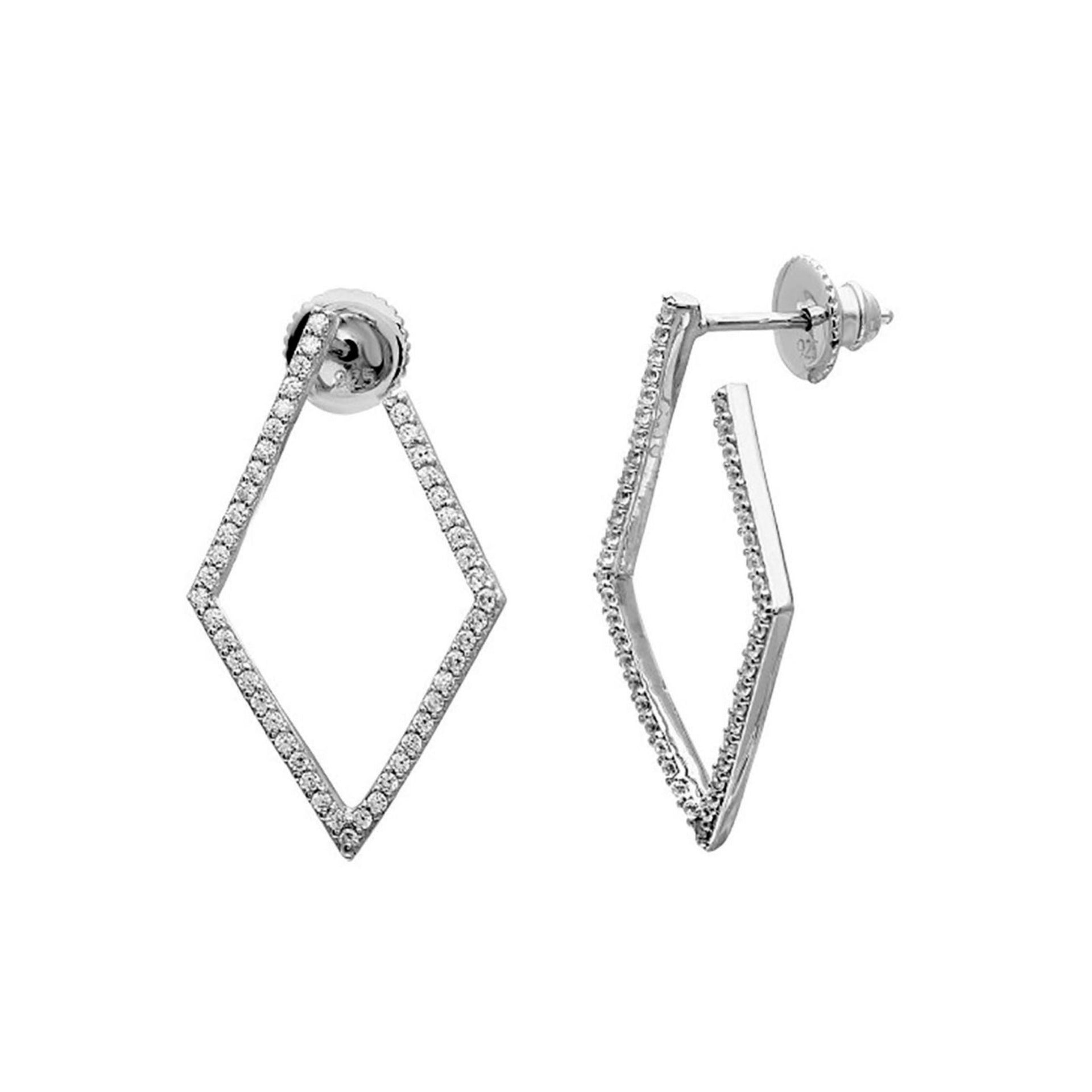 Adornia Wrap Around Geometric Crystal Hoops silver