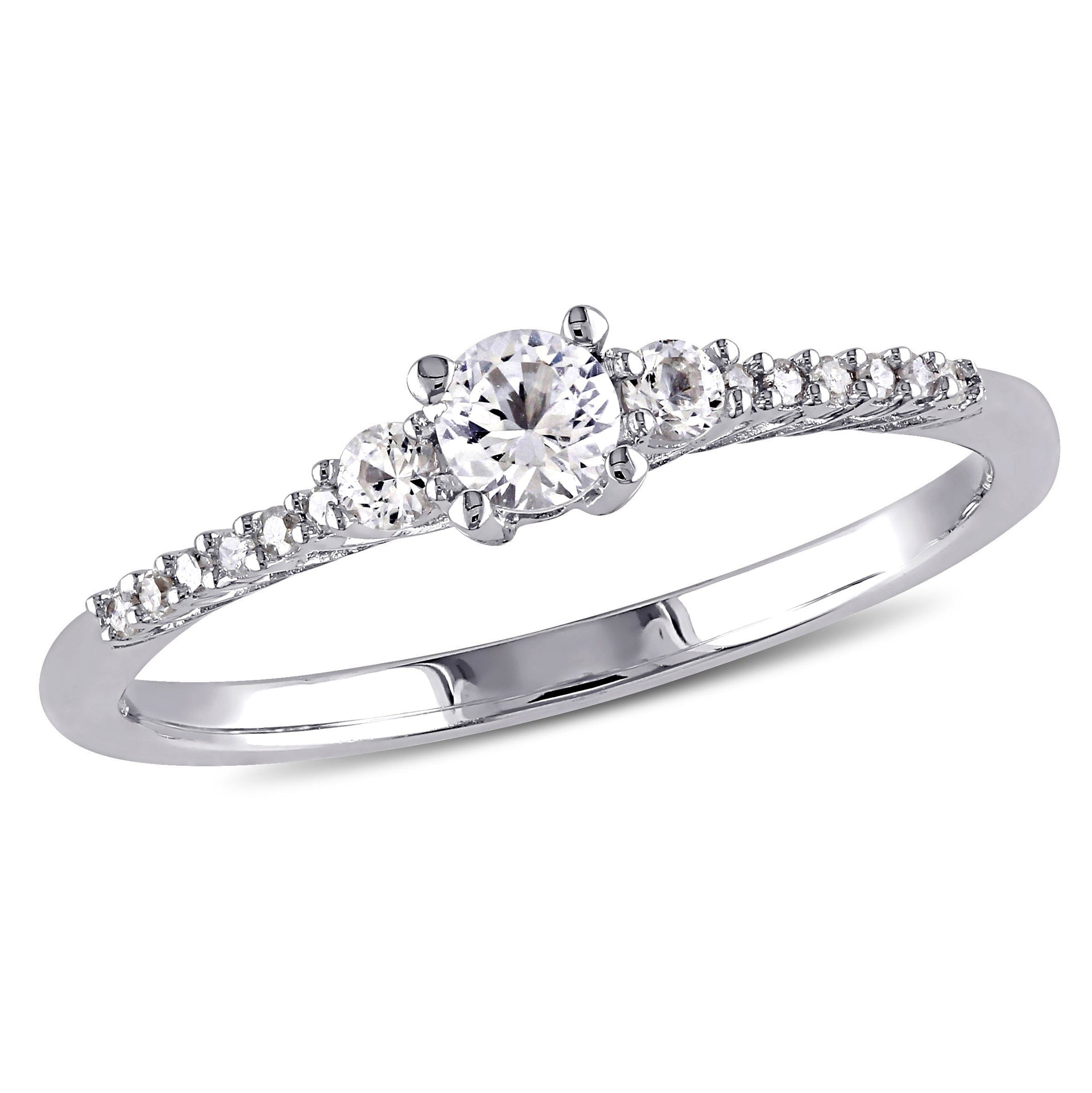 1/3ct TW Created White Sapphire and Diamond Accent Ring in Sterling Silver