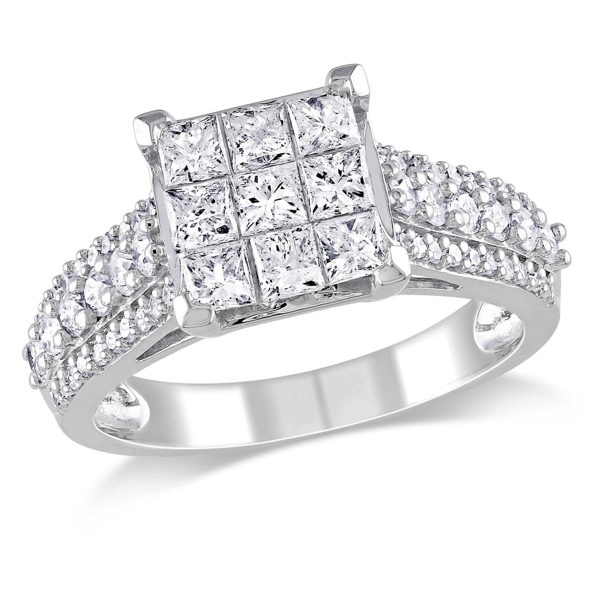 1 1/2 ct TW Princess Cut Diamond Engagement Ring in 10k White Gold