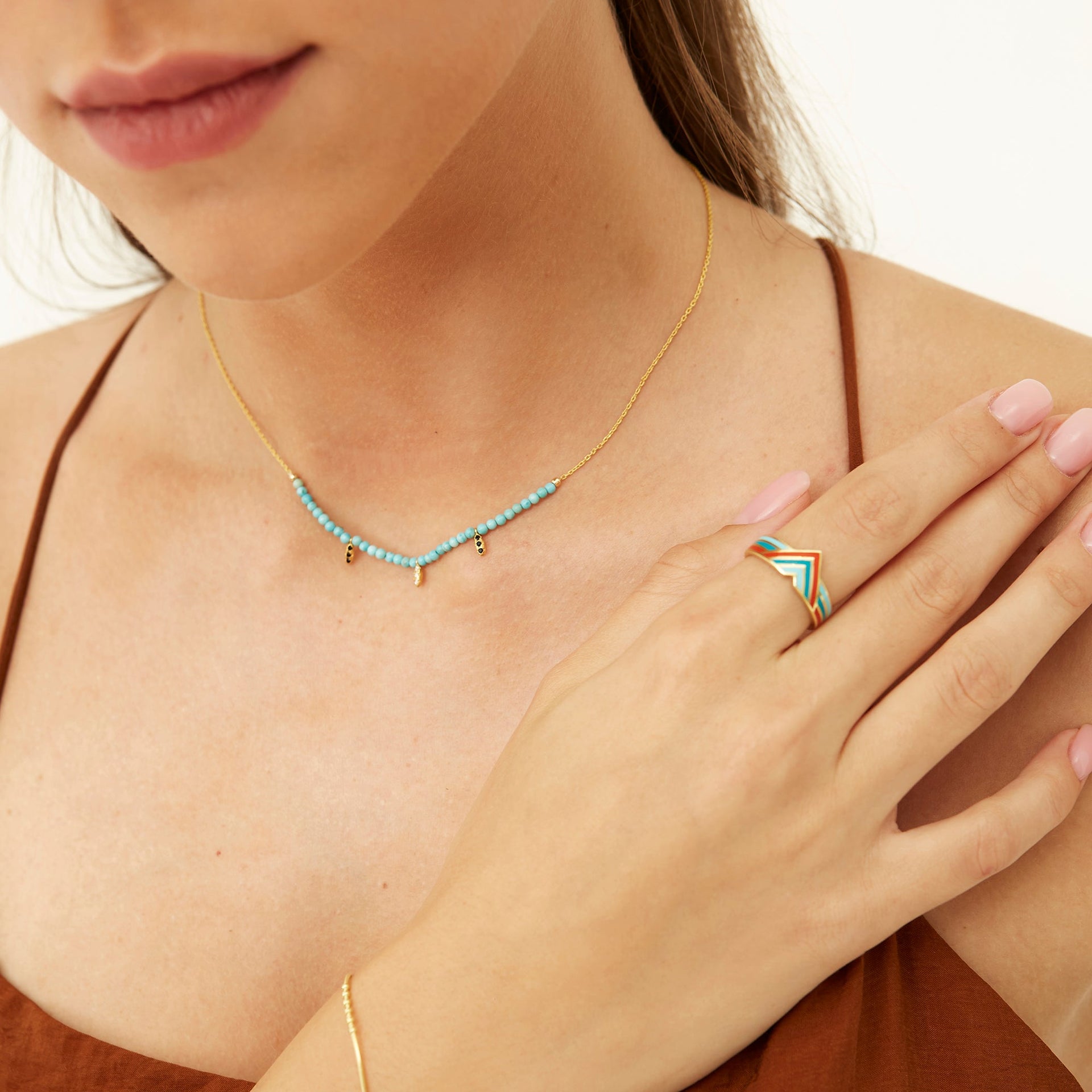Sterling Silver Gold Plated Turquoise Necklace