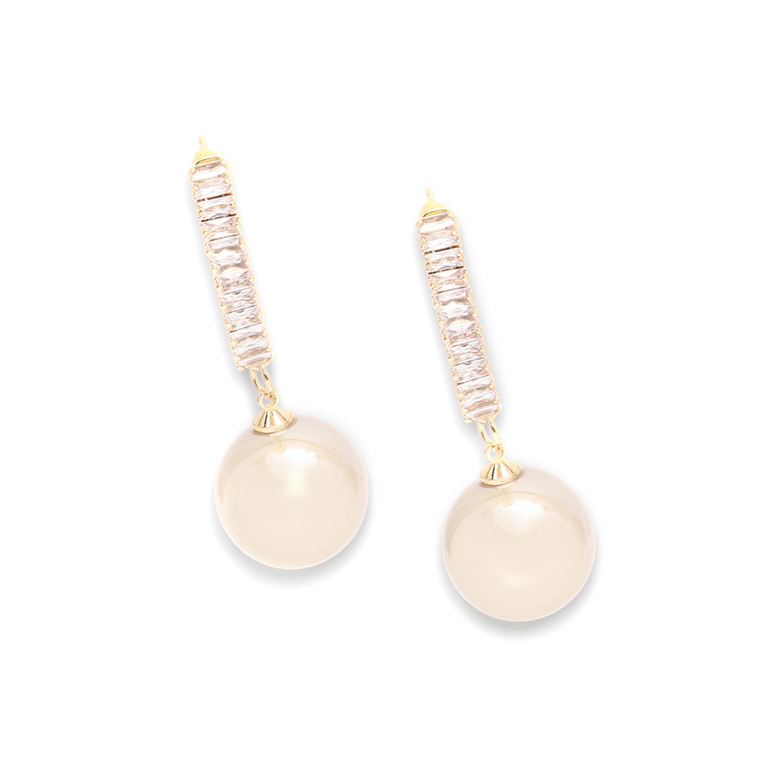Pink Color Gold Plated Party Pearls Drop Earring For Women's