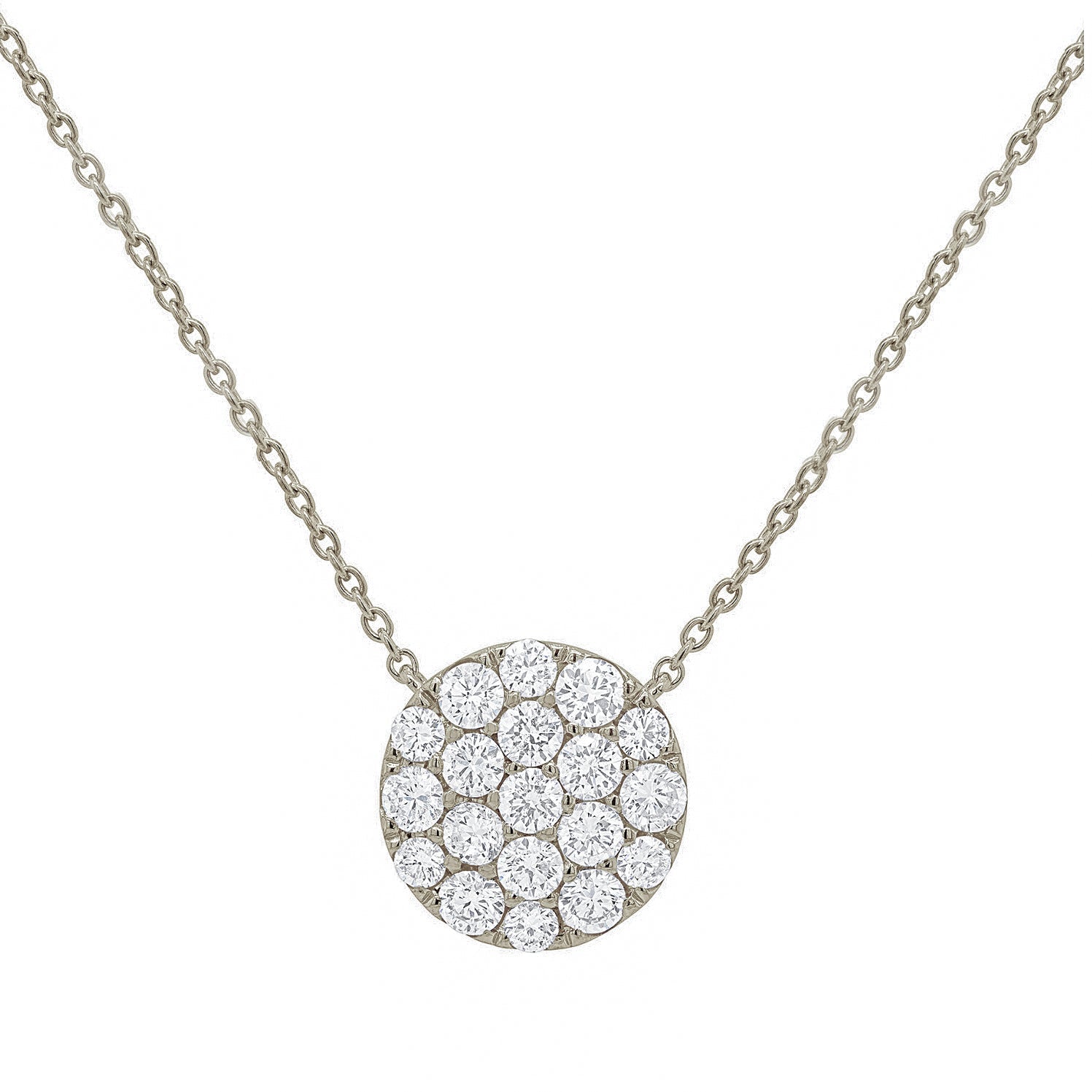 14kt white gold diamond pendant with pave circle design adorned with 0.48 cts tw diamonds