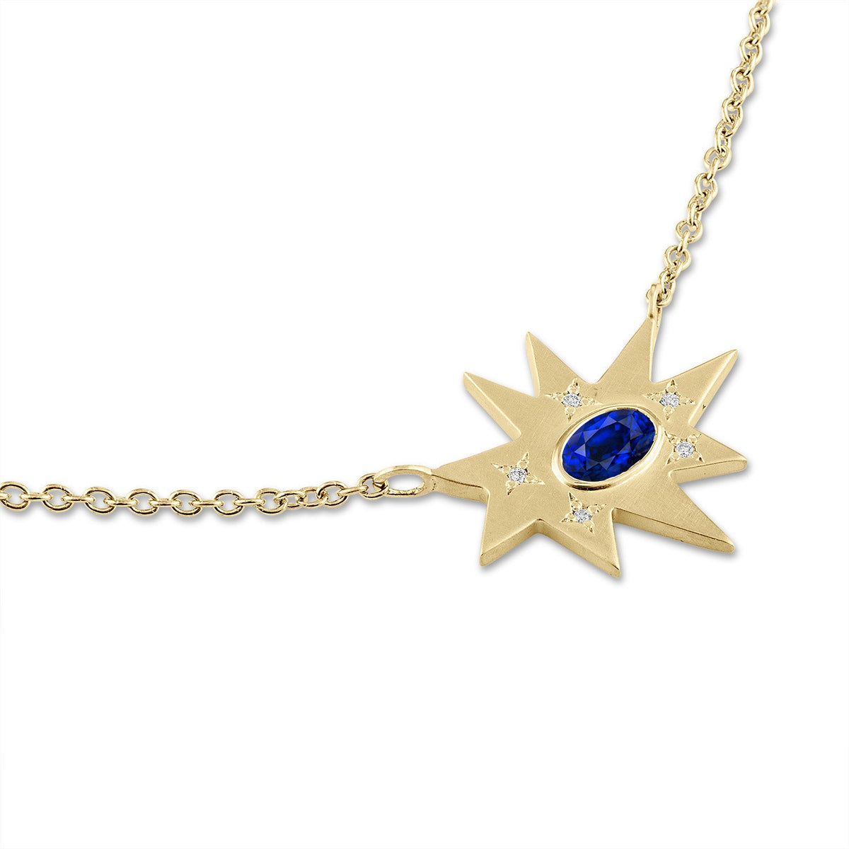 Gold Midi KAPOW! Necklace: Blue Sapphire