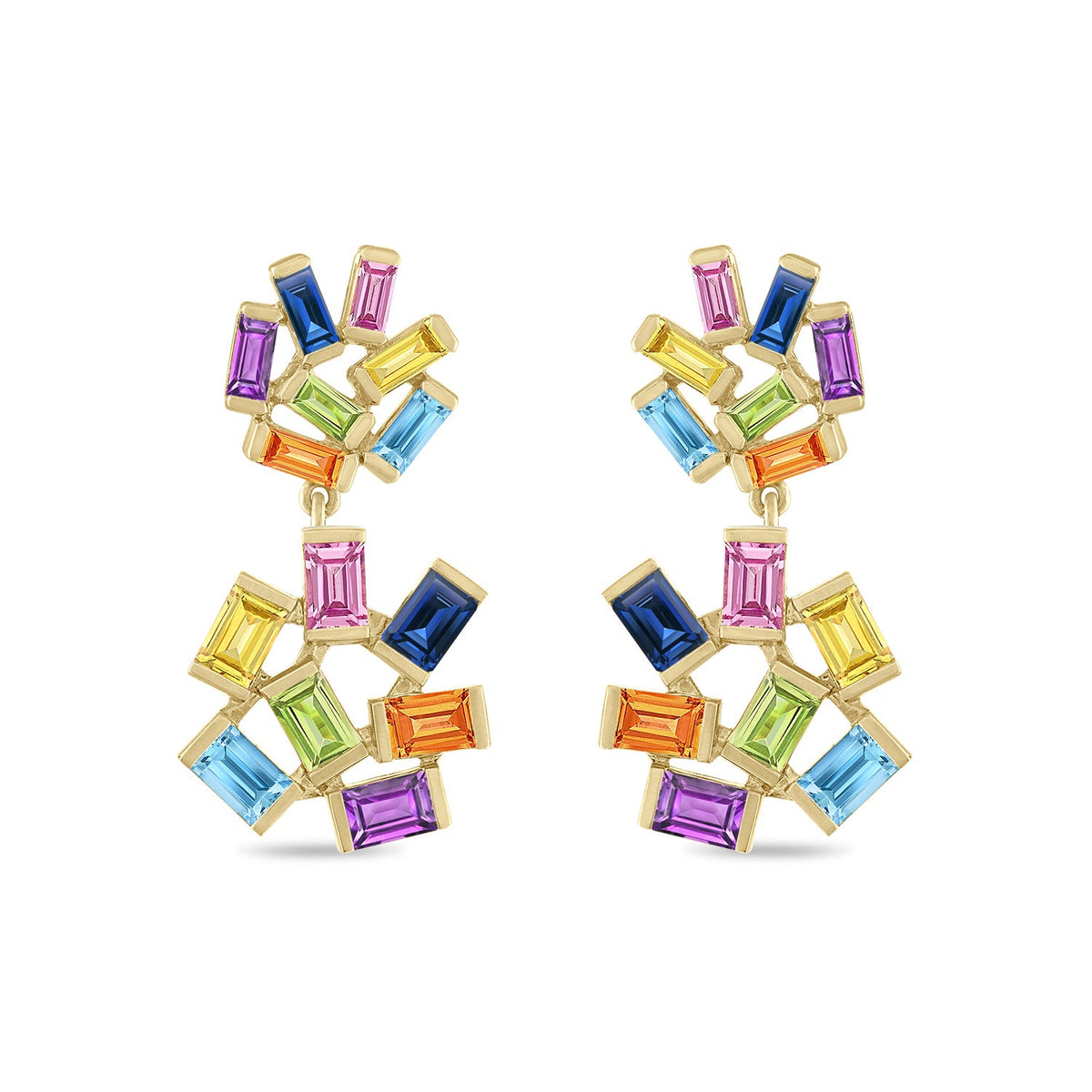 Double Jubilation Earrings: Rainbow Gemstone