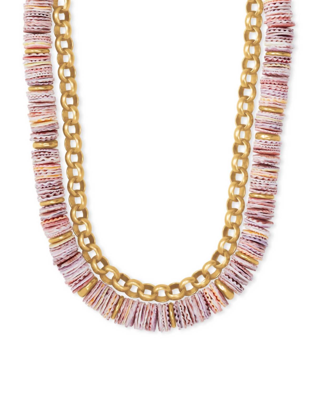 Lila Multi Strand Necklace In Vintage Gold/pastel Shells