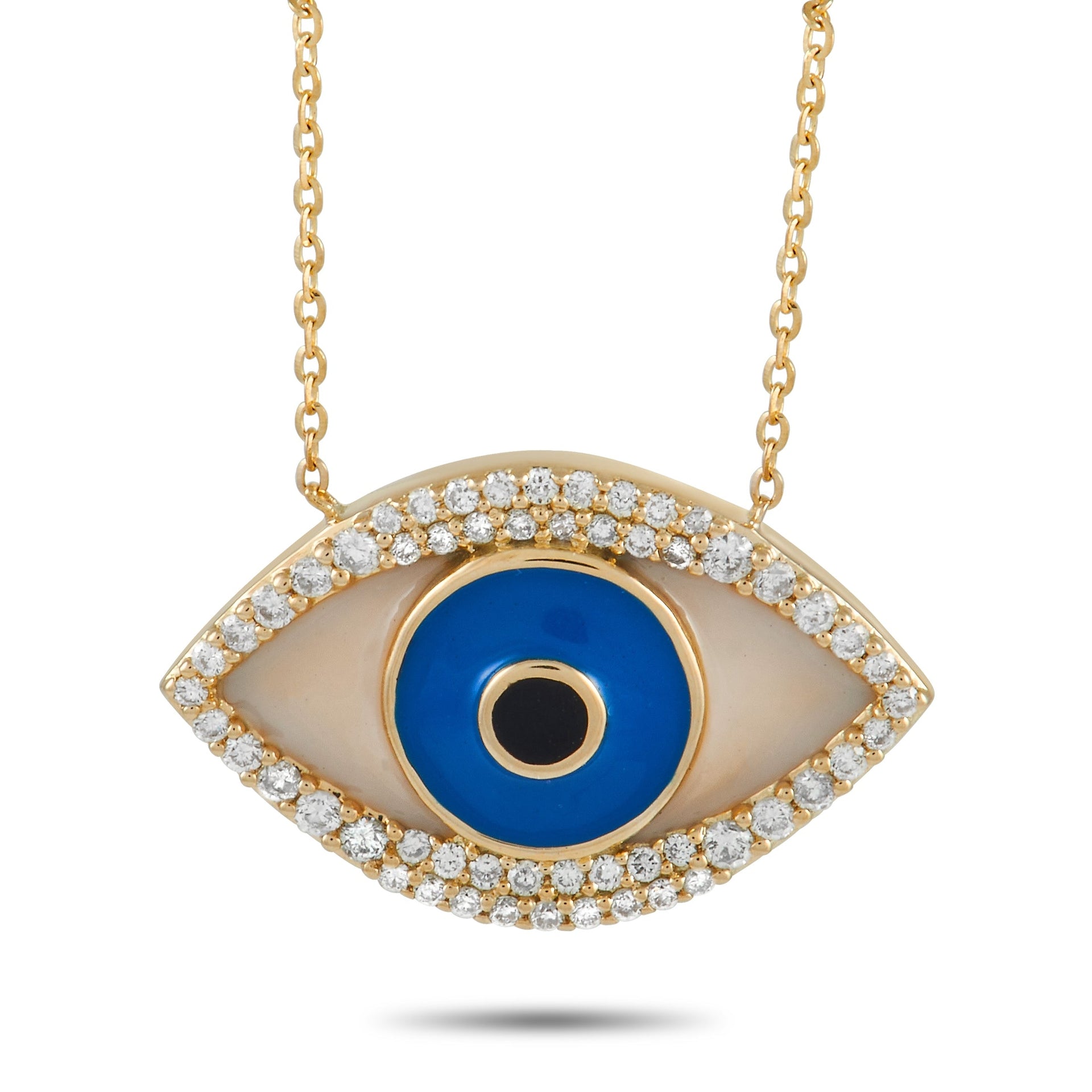 14K Yellow Gold 0.38 ct Diamond Eye Necklace
