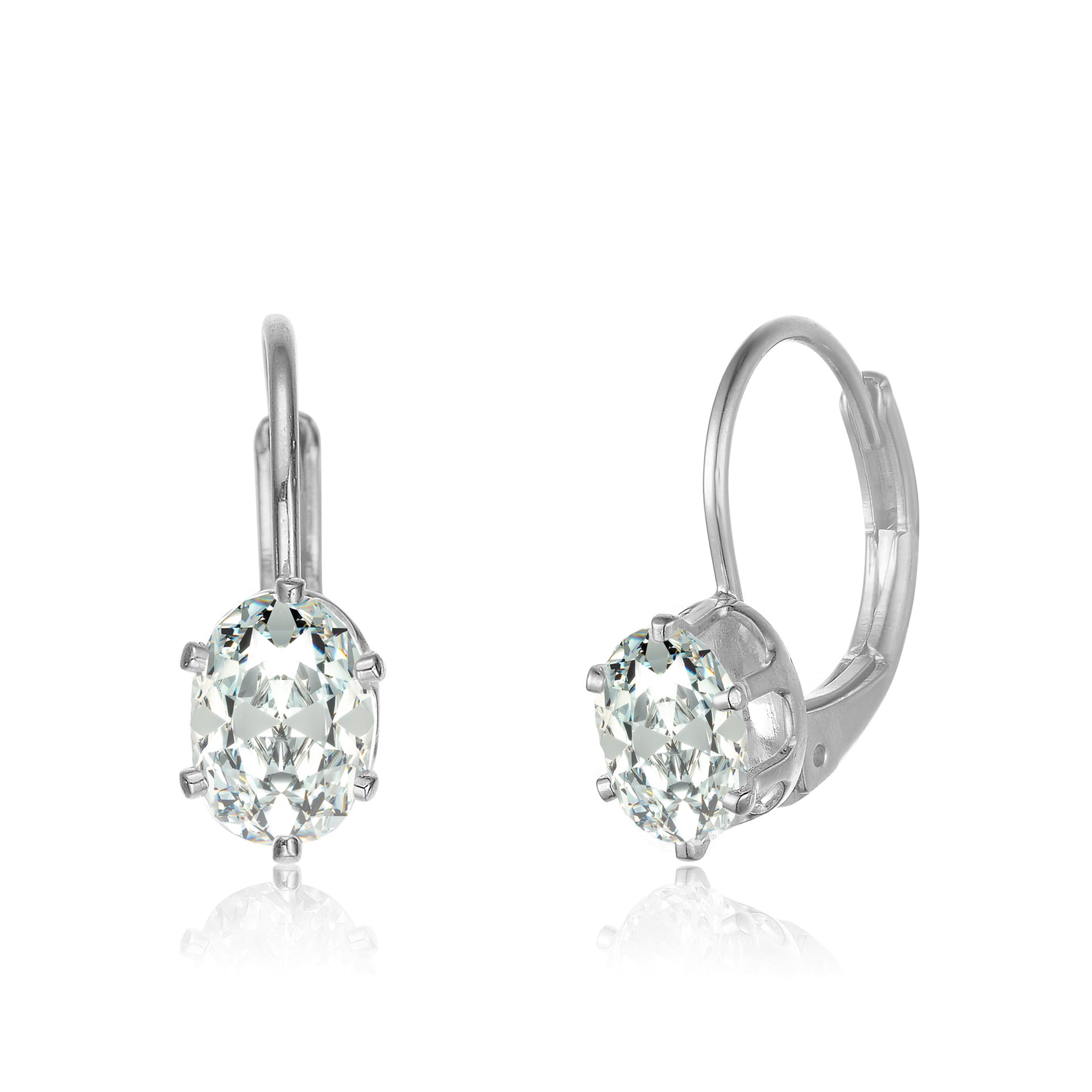 Sterling Silver Cubic Zirconia Leverback Drop Earrings