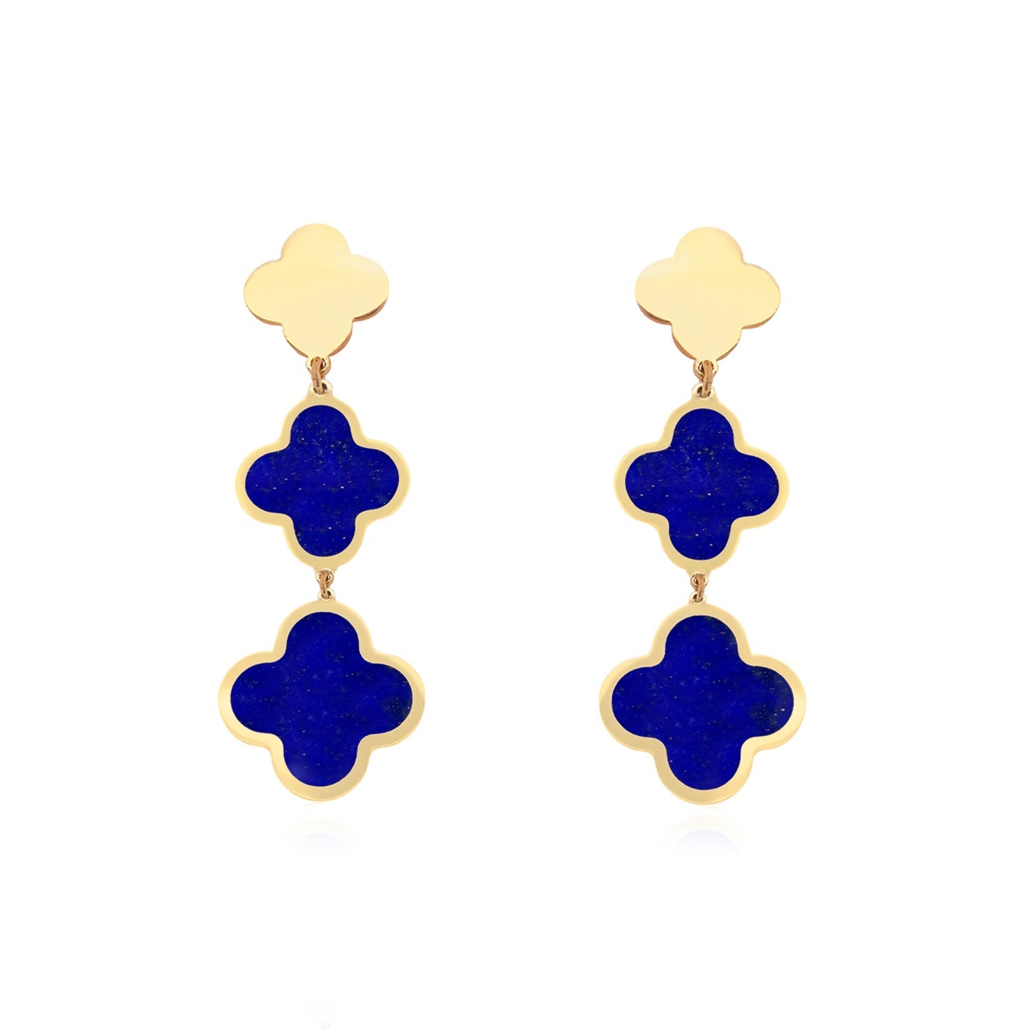 Lapis Graduating Clover Dangle Earrings