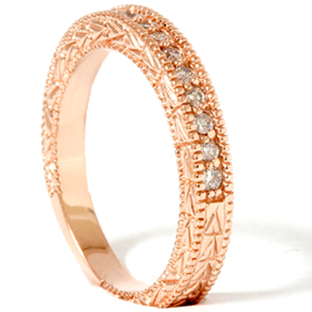 1/4ct Engraved Diamond Ring 14K Rose Gold