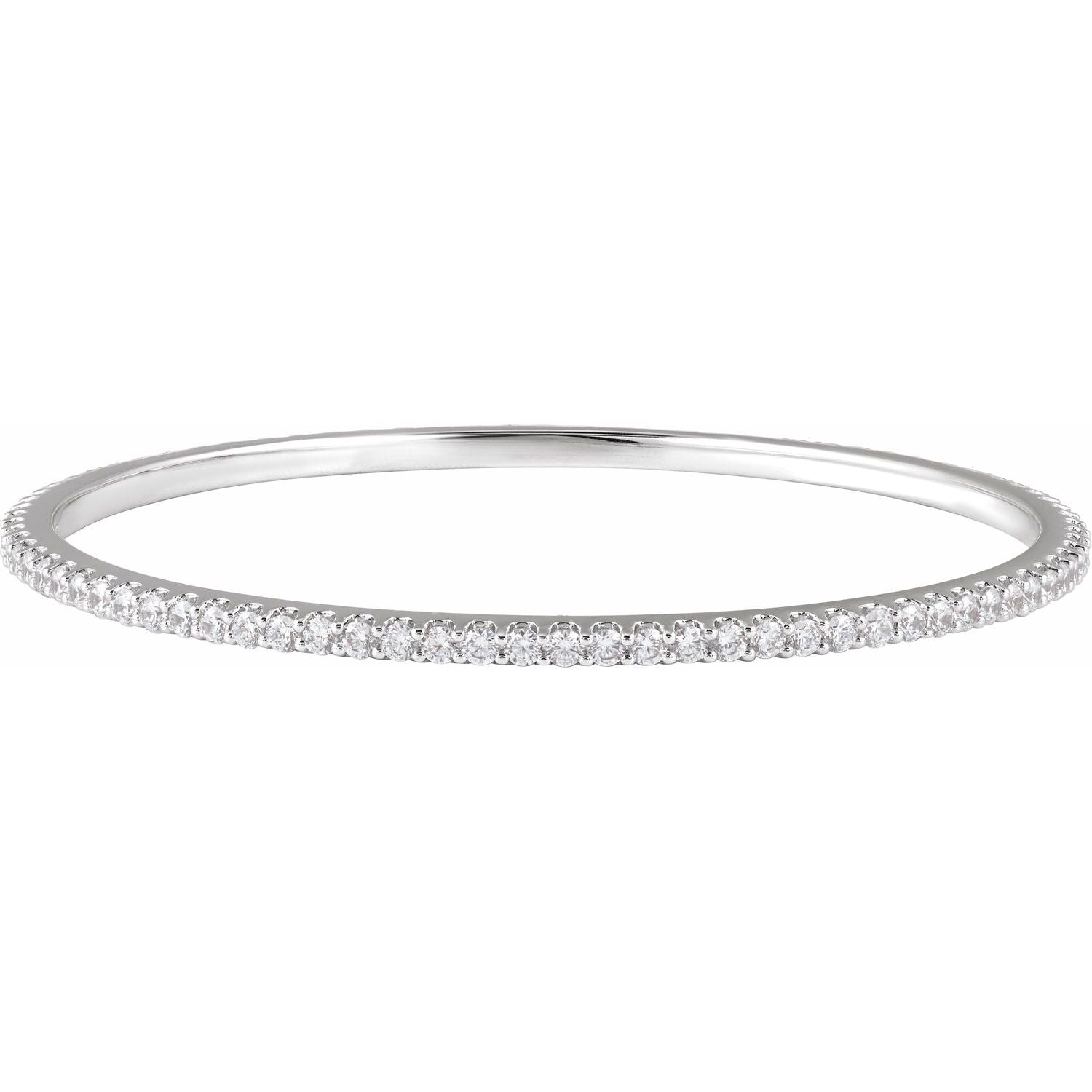 14k White Gold 5 Ctw Lab-grown Diamond Stackable Bangle Bracelet 8'