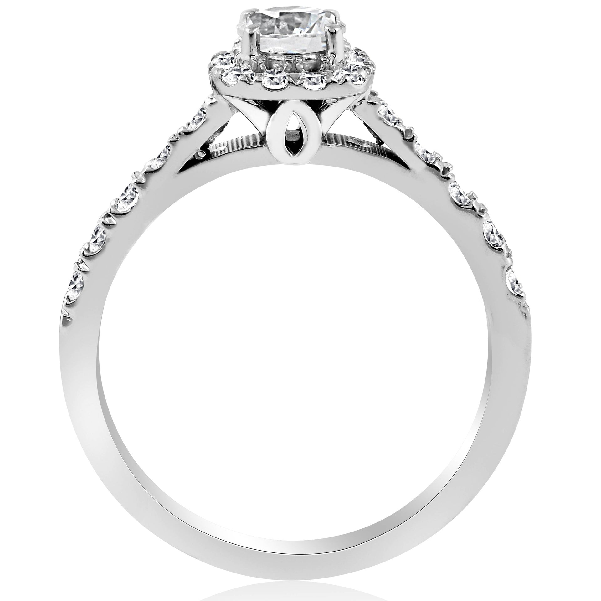 1ct Cushion Halo Diamond Engagement Ring 14K White Gold