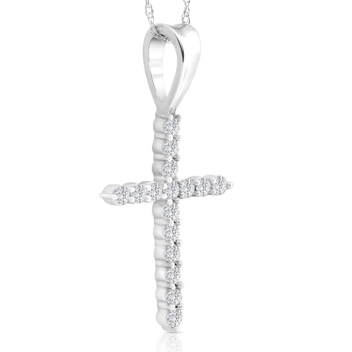 1/2 Ct Diamond Cross Pendant Necklace 18' White Gold