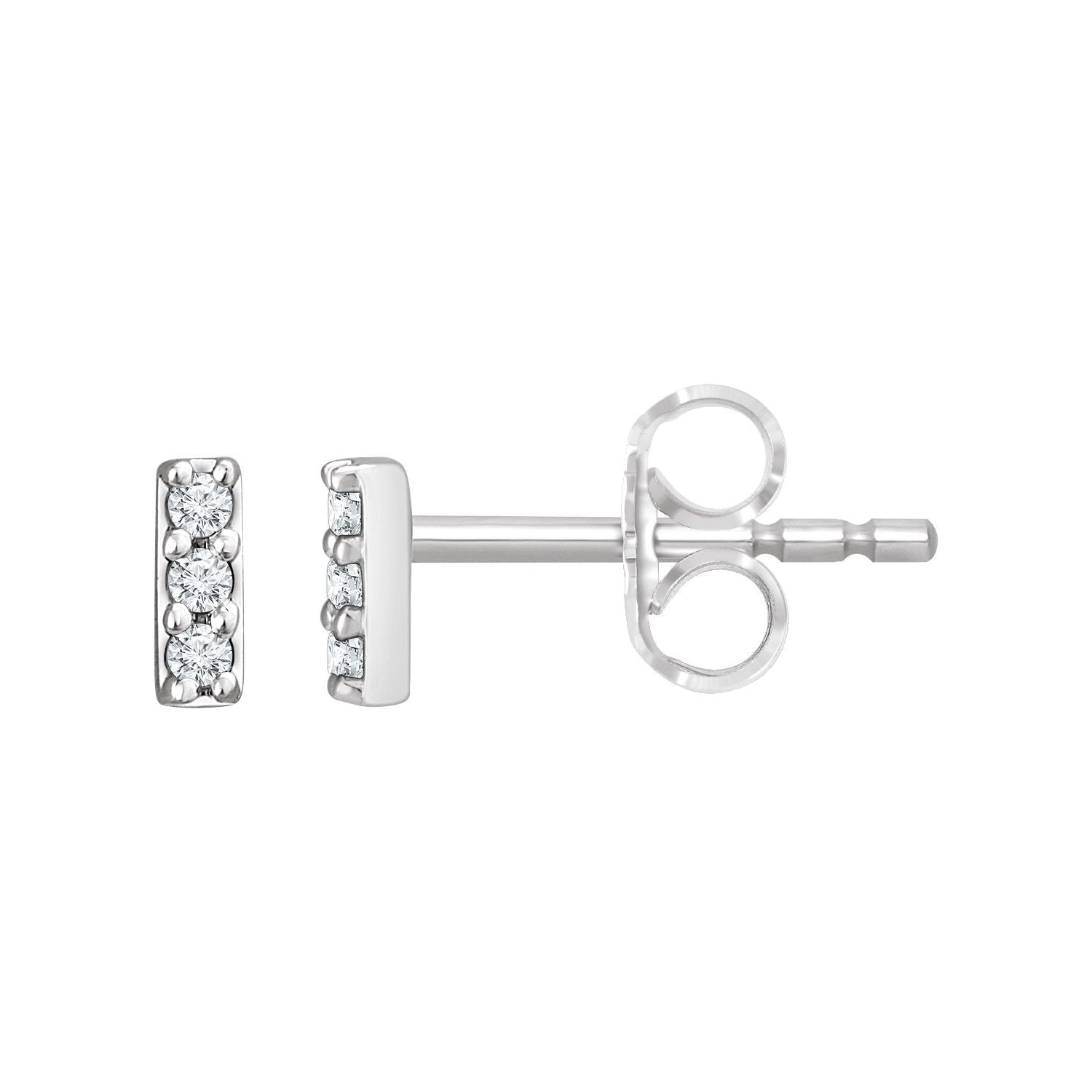 14K Gold .05ct Lab-grown Diamond Bar Stud Earrings Clarity SI Color G-H