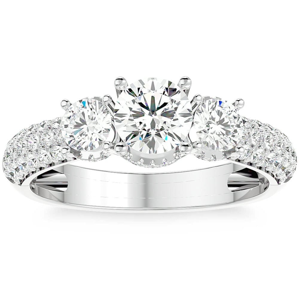 1 1/2 ct Diamond & Moissanite Side Halo Engagement Ring in 10k Gold