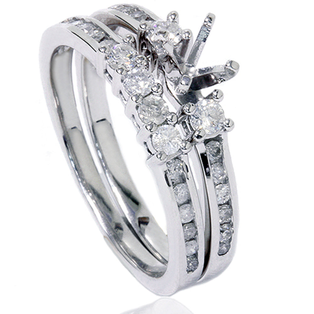 1/2 CT Diamond Engagement Wedding Ring Semi Mount 14K White Gold