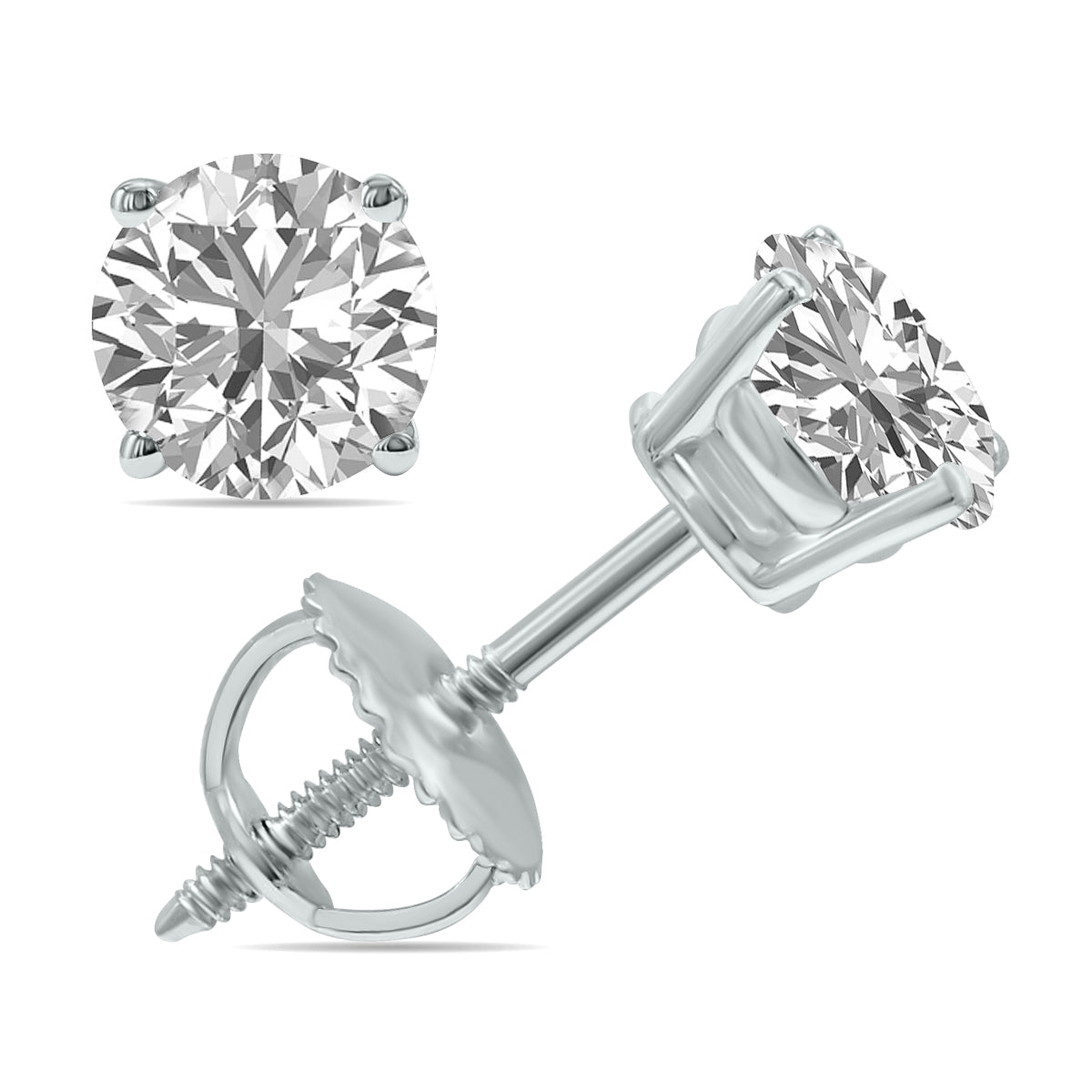 Igi Certified 1.50 Carat TW Lab Grown Diamond Solitaire Earrings In 14K White Gold