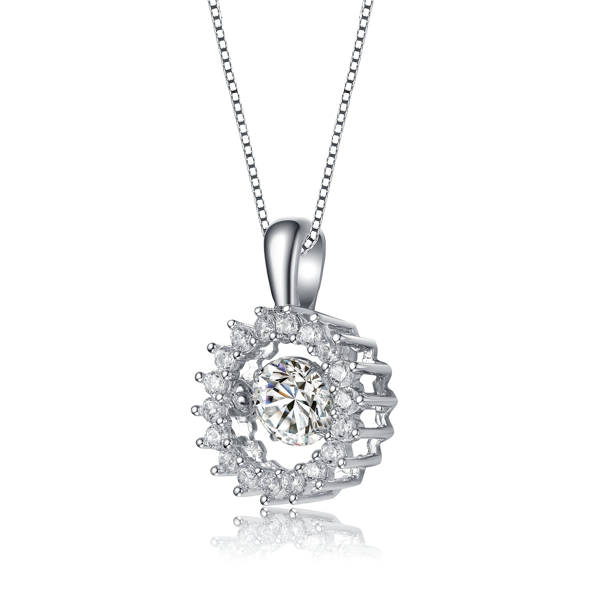 Sterling Silver Cubic Zirconia Wreath Pendant Necklace