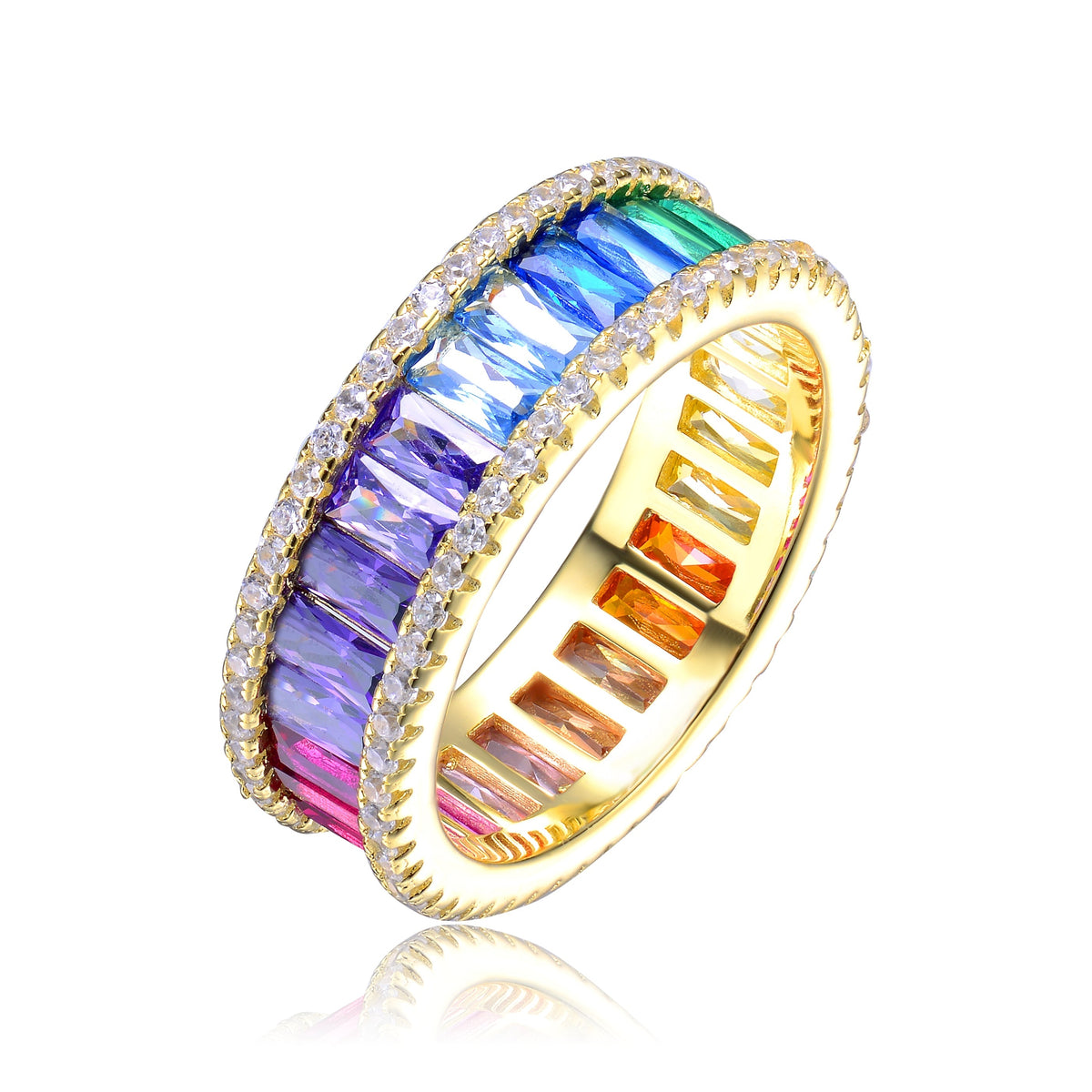 Arc-en-Ciel CZ Gradient Rainbow Golden Ring