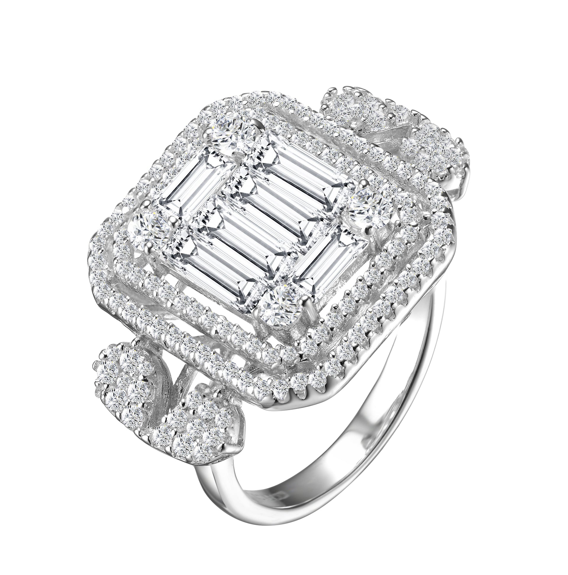 Sterling Silver Cubic Zirconia Accent Square Ring