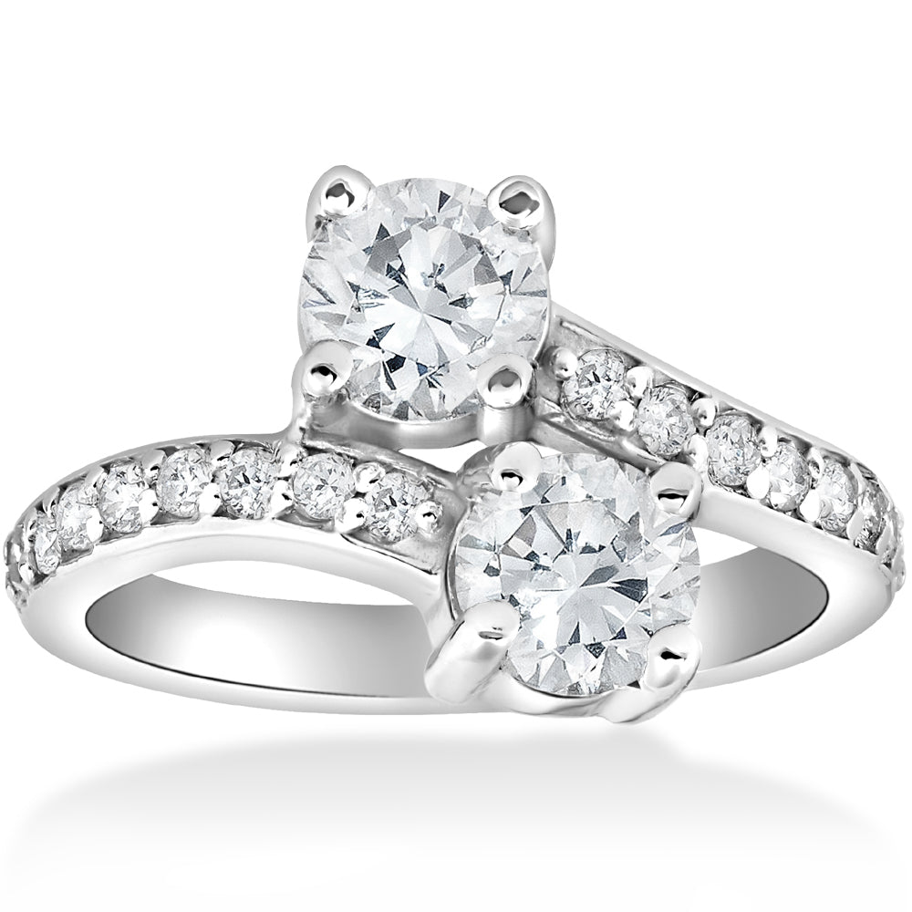 2 Ct Forever Us Two Stone Round Diamond Solitaire Engagement Ring 14k White Gold