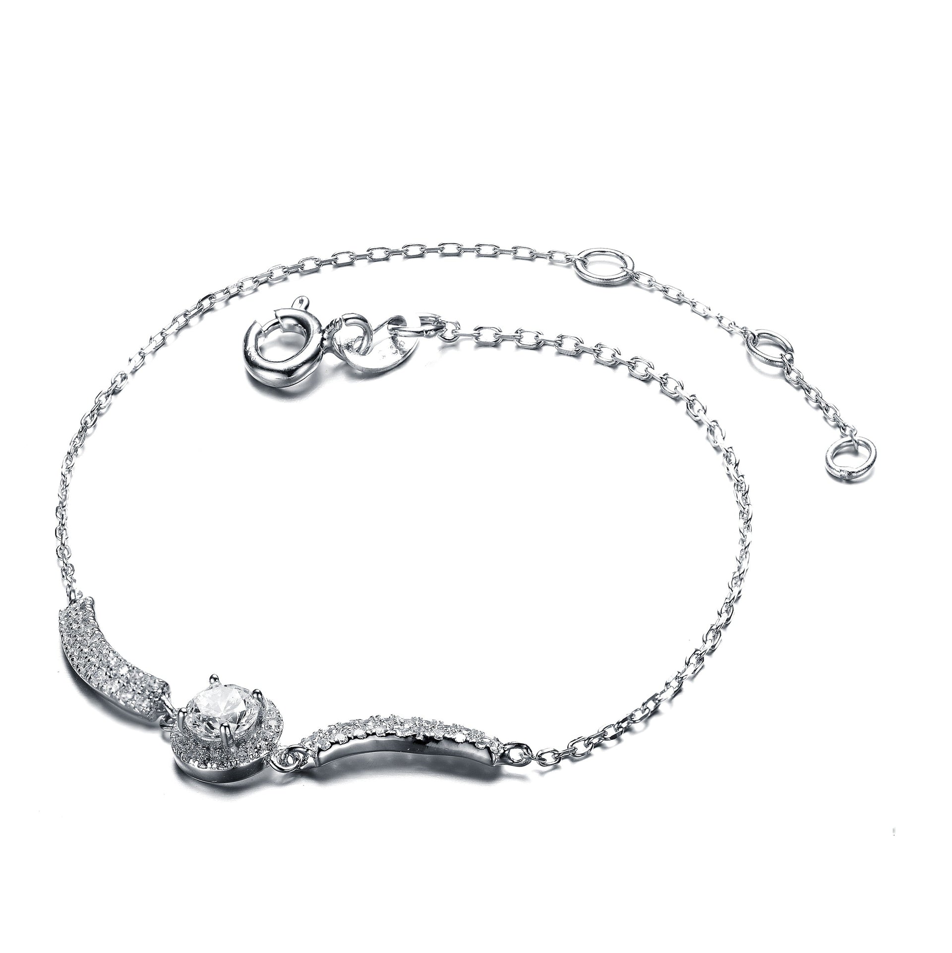 Sterling Silver Cubic Zirconia Adjustable Bracelet