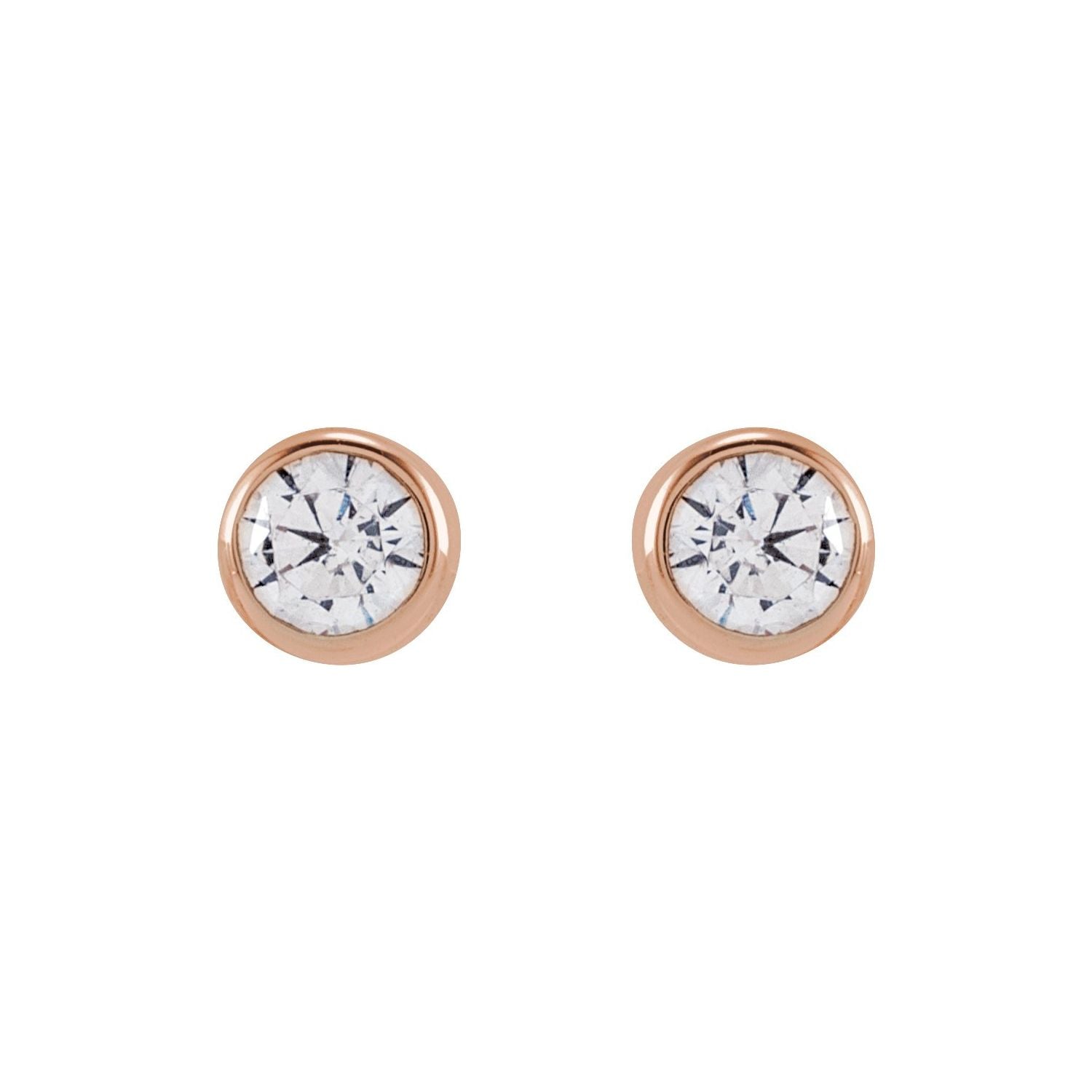 14K Gold 3 Mm Round 1/5ct Lab-grown Diamond Earrings Clarity SI Color G-H