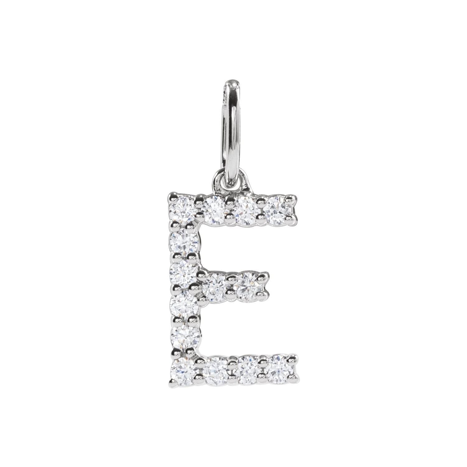 14k Gold 1/5ct Lab-grown Diamond Initial E Pendant