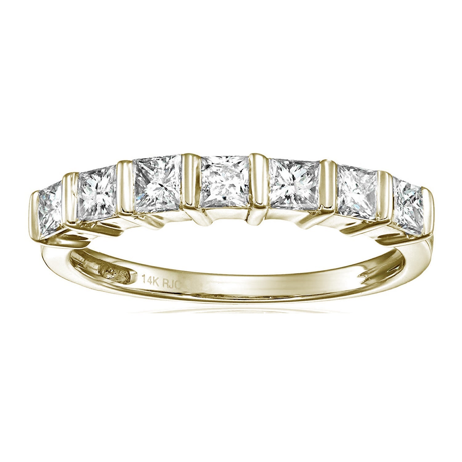 1/2 Cttw Princess Cut Diamond Wedding Band For Women In 14K Yellow Gold Channel Set Ring Size 5-9