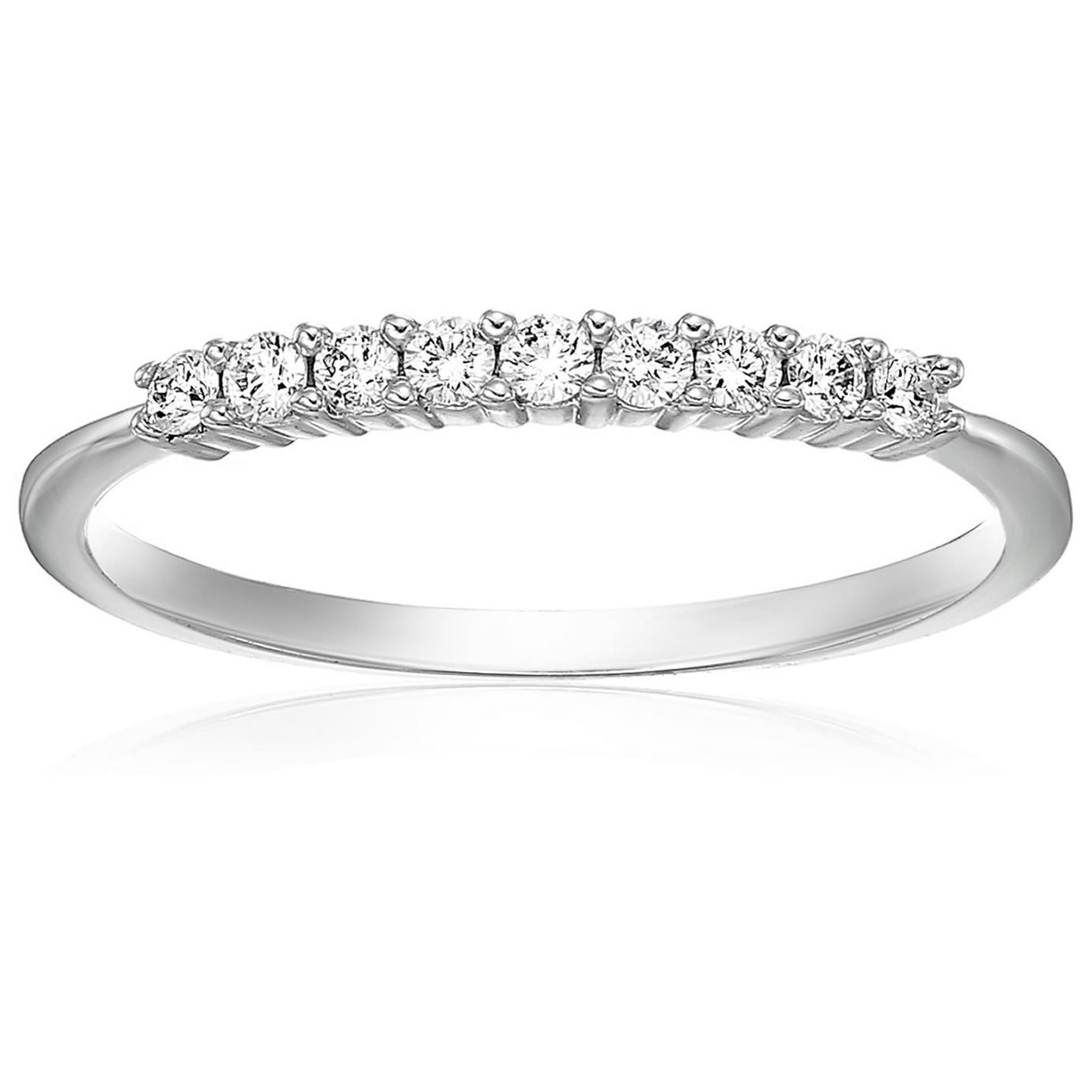 1/4 Cttw Diamond Wedding Band 14K Gold 9 Stones Prong Set Round