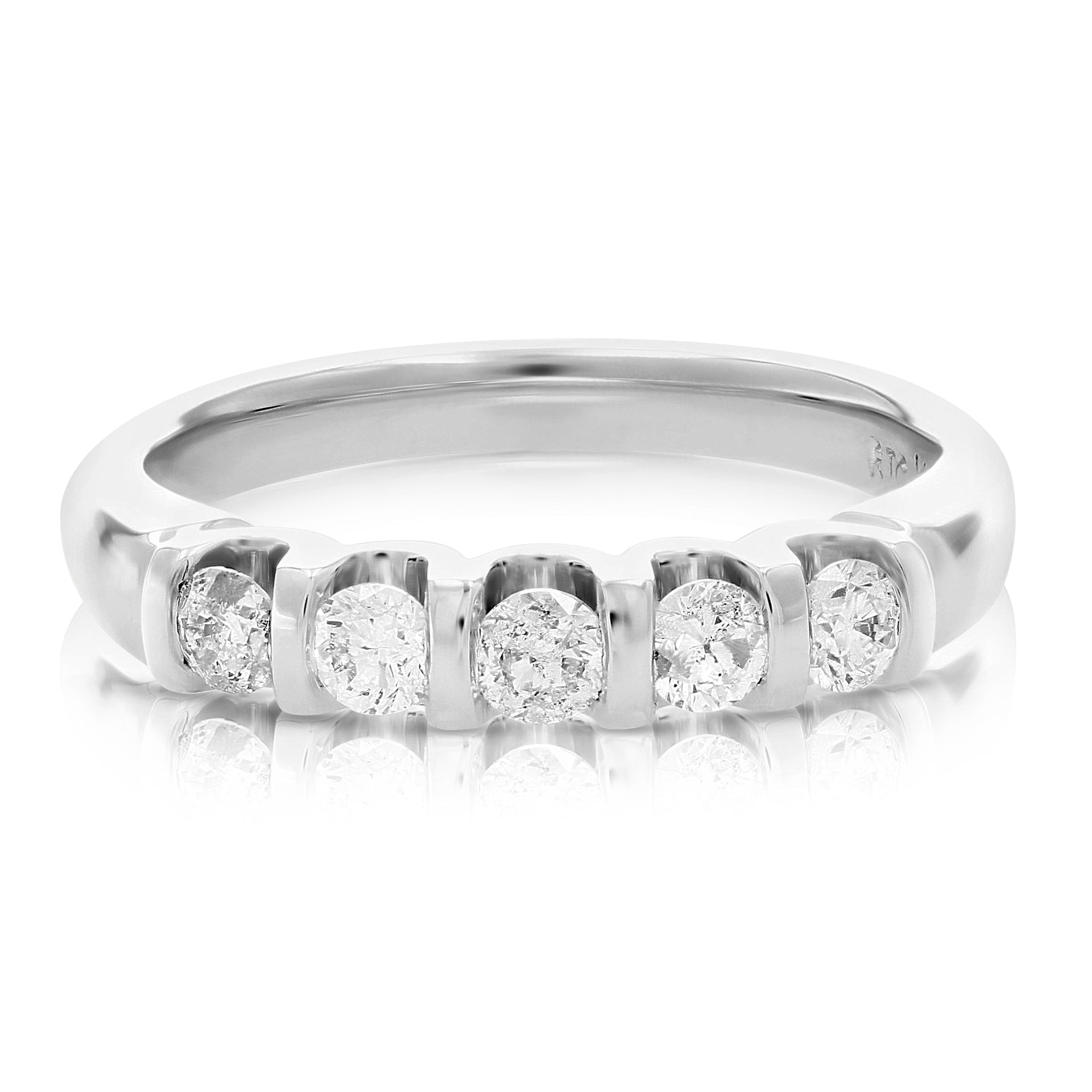 2/5 cttw Diamond 5 Stone Ring 14K White Gold Engagement Wedding Bridal