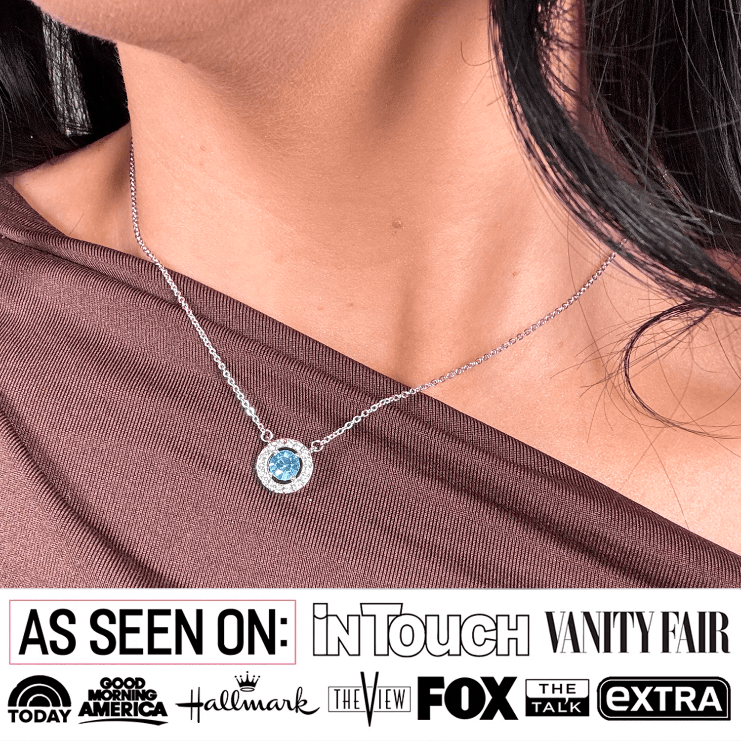 Royal Birthstone 18k White Gold Plated Halo Necklace with Round Cut Swarovski Crystals