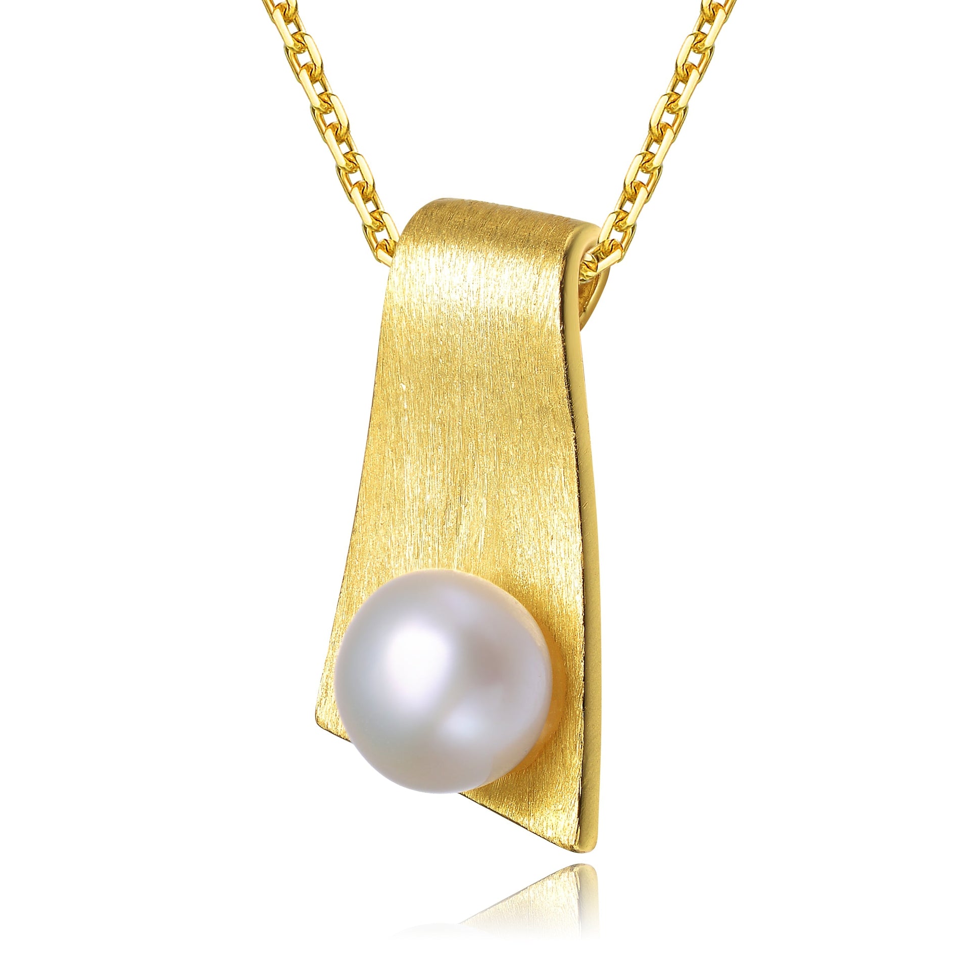 Sterling Silver Gold Plated Freshwater Pearl Pendant Necklace