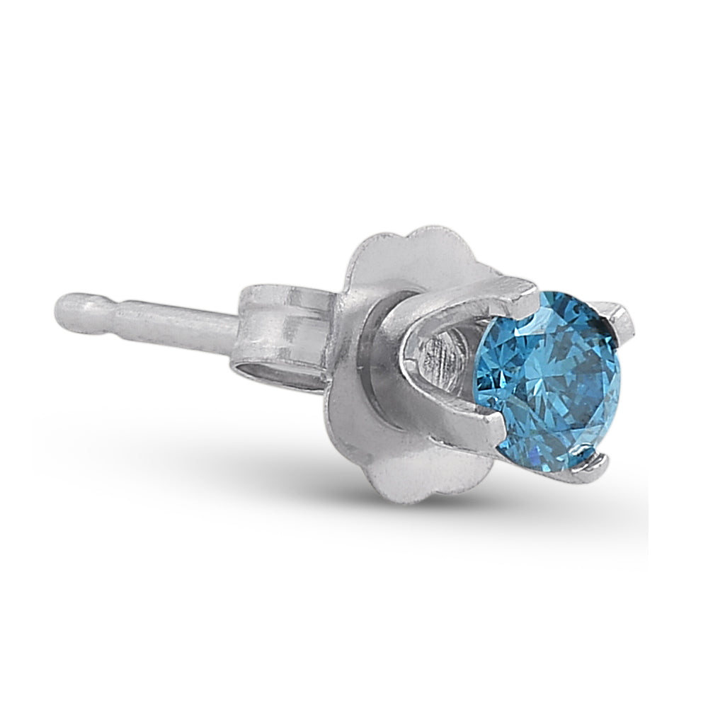 1/8 ct Single Blue Diamond Stud 14K White Gold