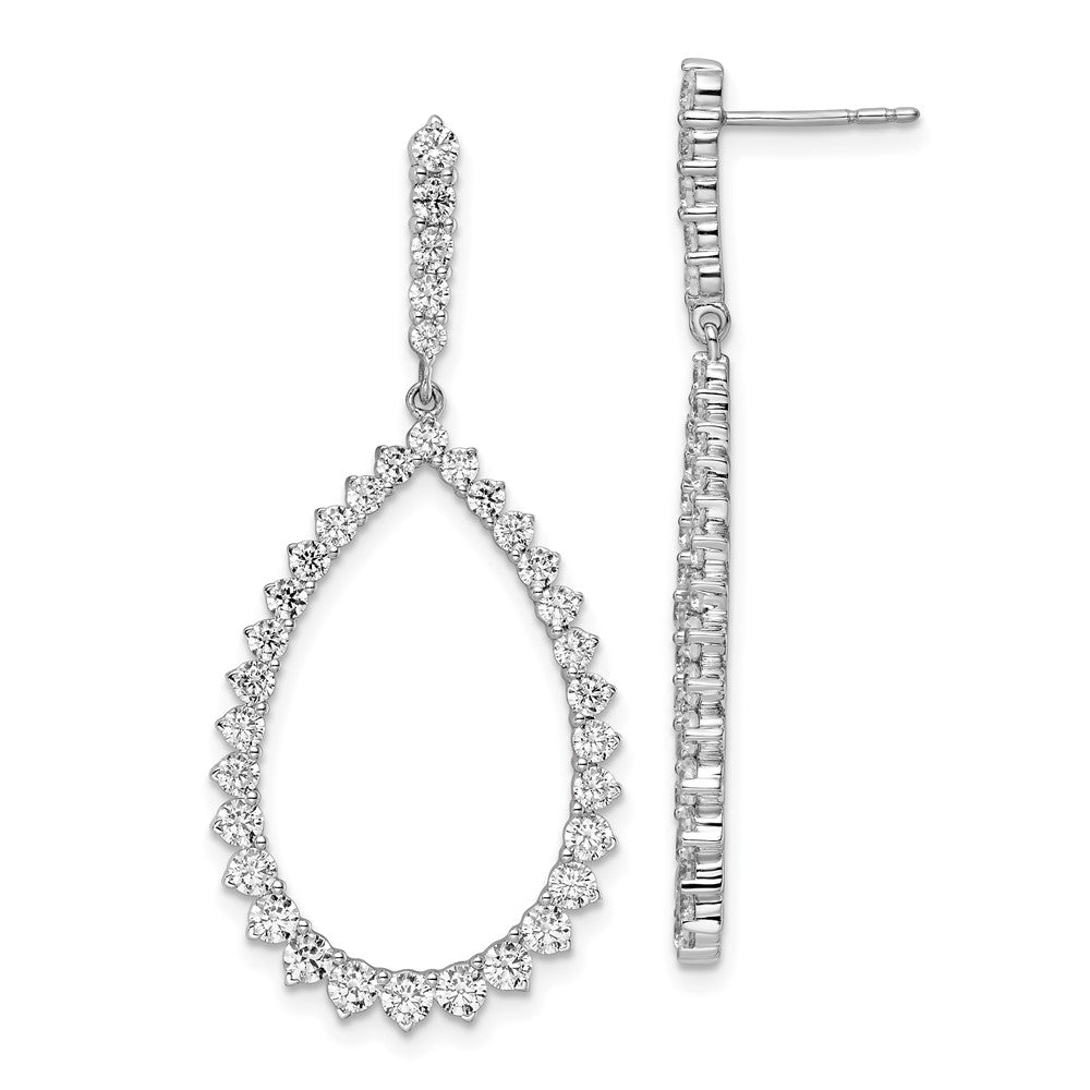 14k White Gold 3 CT Lab Grown Diamond Fancy Dangle Hoop Earrings VS Clarity D-E Color