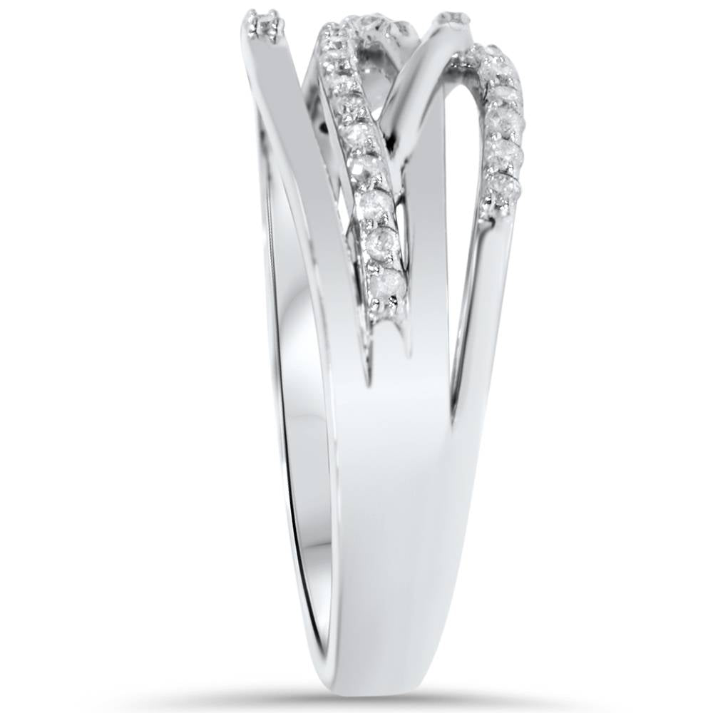 1/5ct Diamond Crossover Ring 10K White Gold Size Selectable