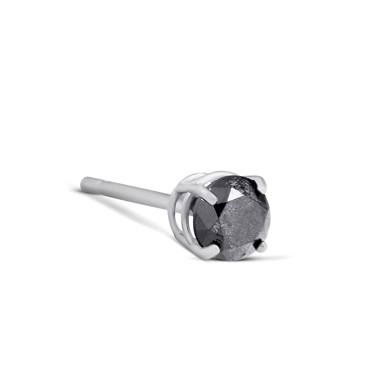 1/4 Ct Black Diamond Single Stud 14k White Gold