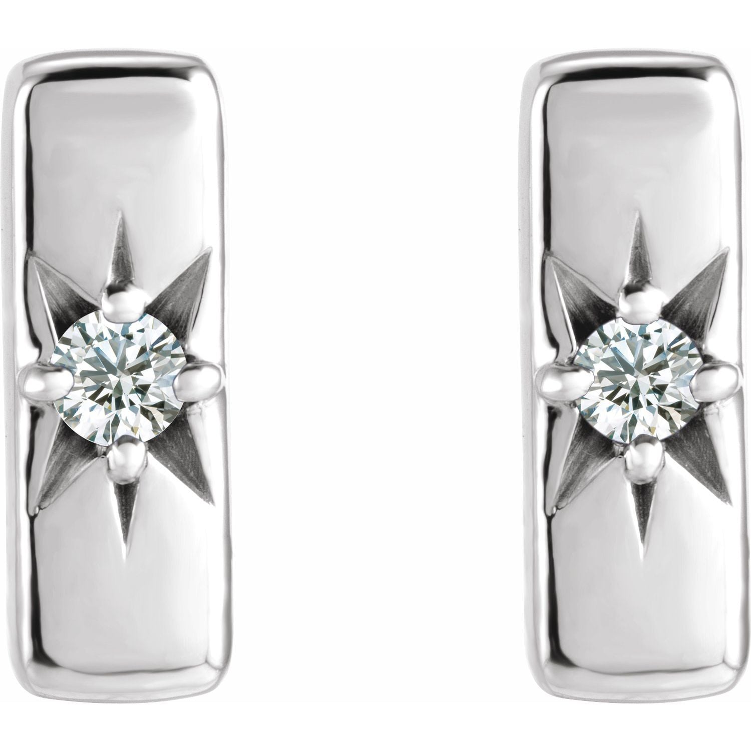 14K Gold .07ct Lab-grown Diamond Bar Stud Earrings Clarity SI Color G-H