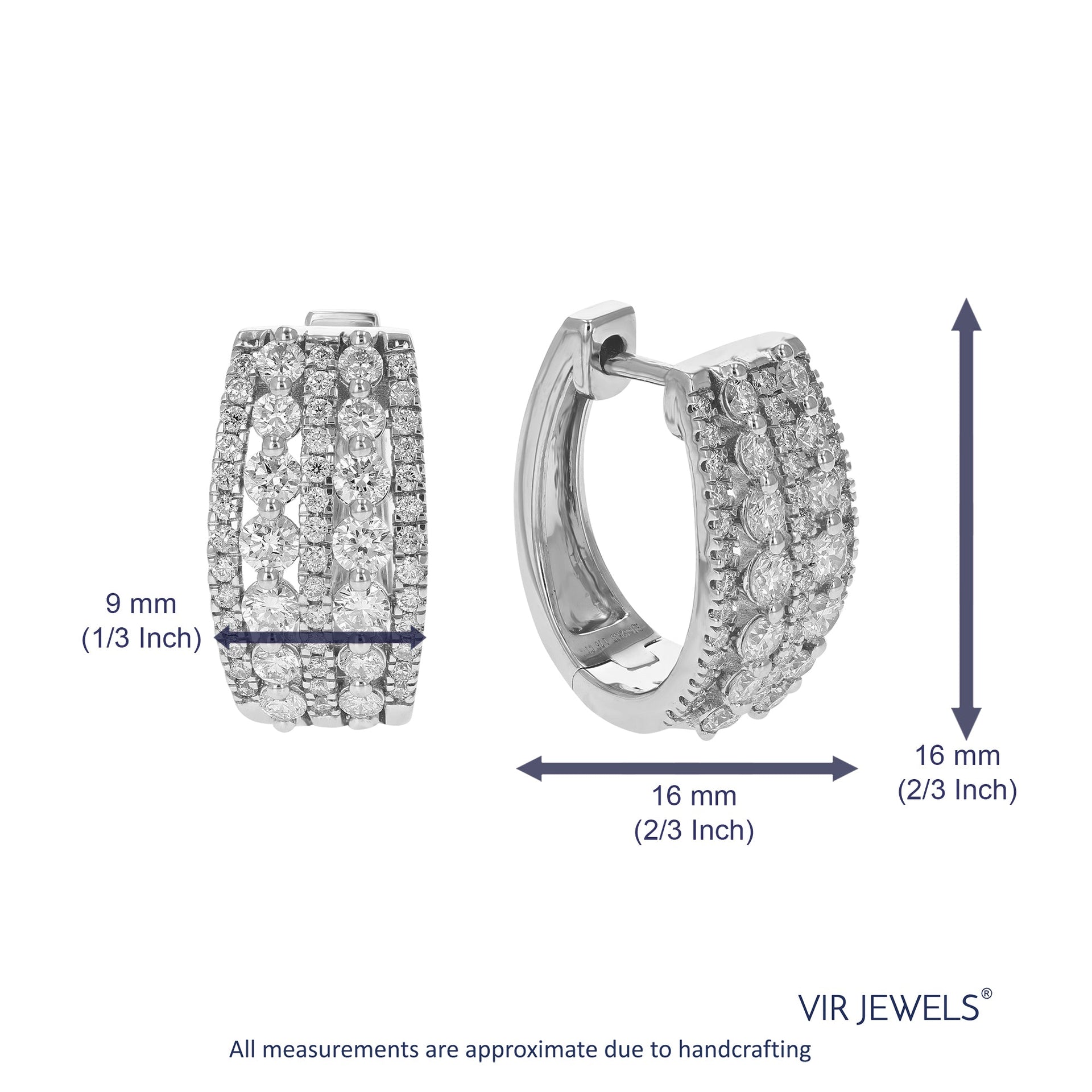 1.75 cttw Round Cut Lab Grown Diamond Hoop Earrings in .925 Sterling Silver Prong Set 2/3 Inch