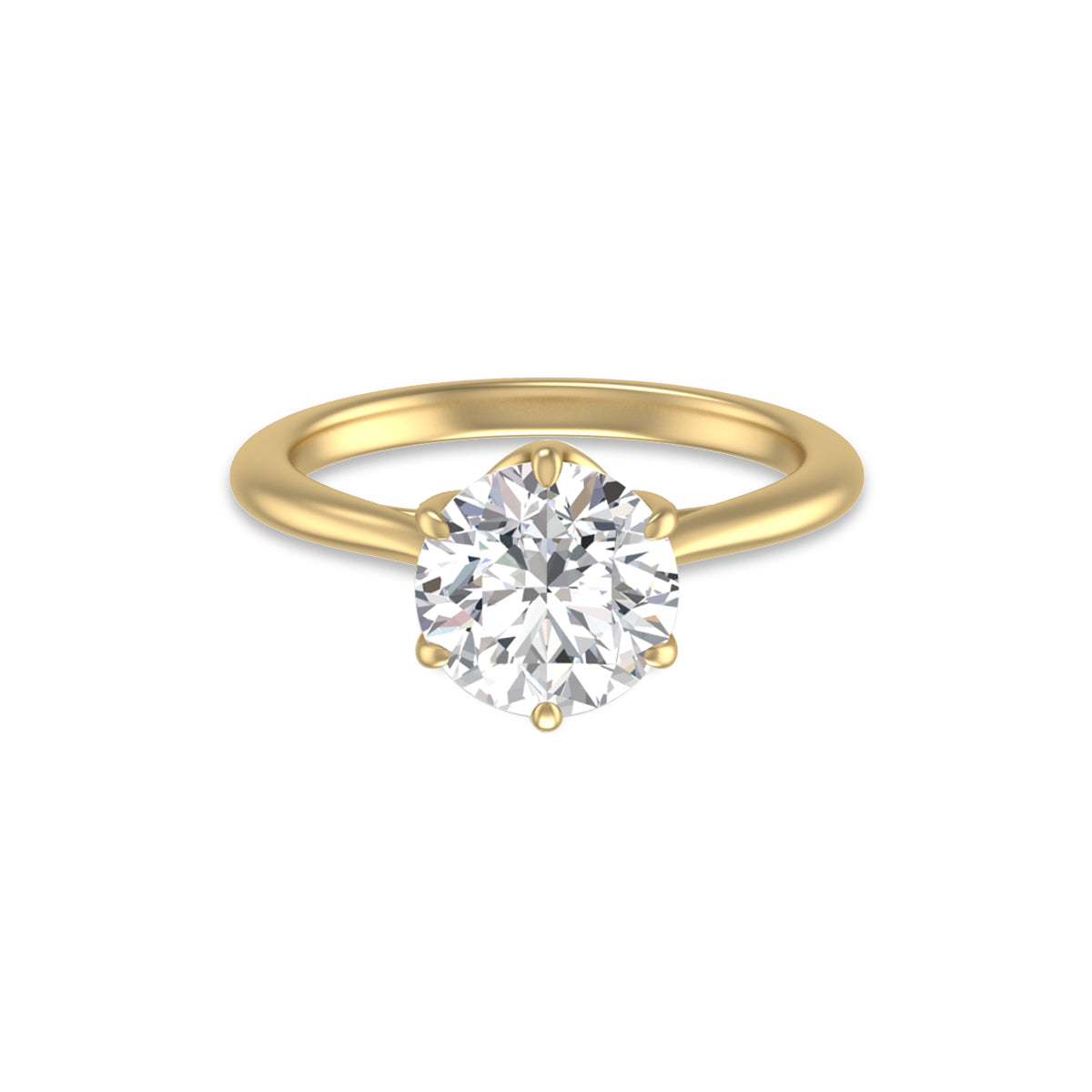 6 Prong Lianne Solitaire Ring With Certified 2.50 Carat Center Round Lab Grown Diamond In 14K Yellow Gold