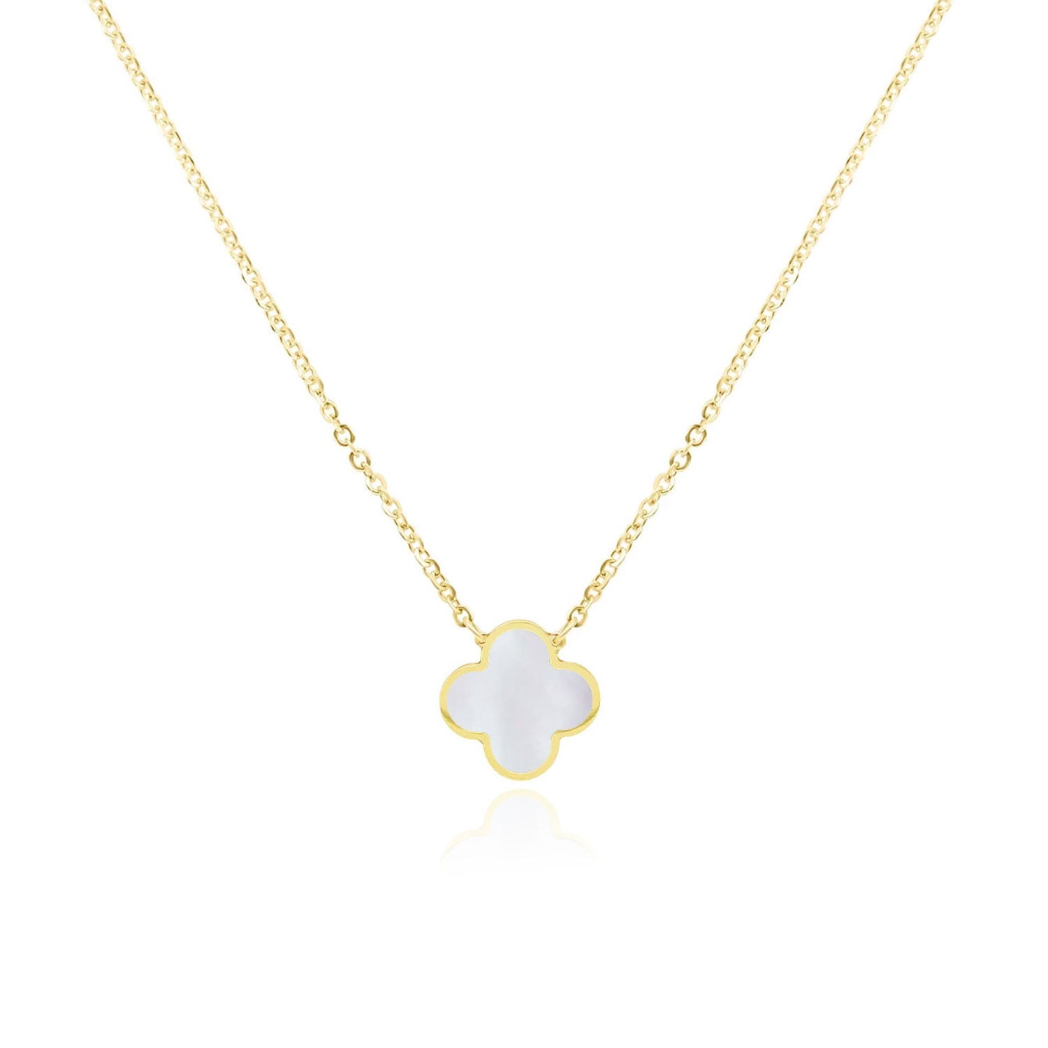 Small Mother Of Pearl Single Clover Necklace