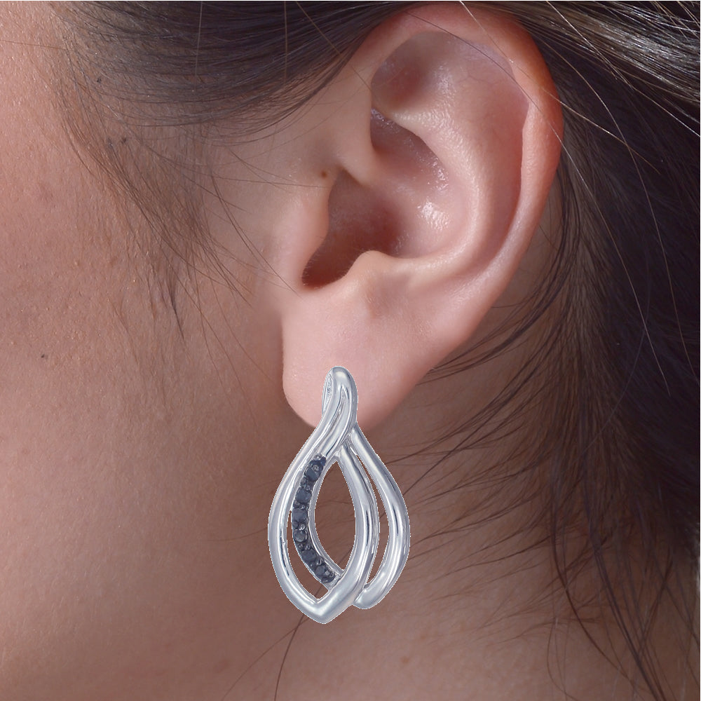 1/5 cttw Black Diamond Stud Earrings .925 Sterling Silver With Rhodium Plating