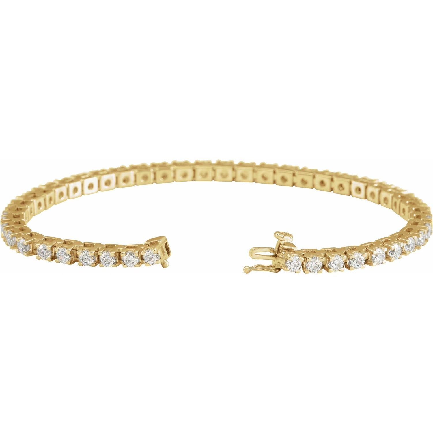 14k Yellow Gold 5 Ctw Lab-grown Diamond Line Bracelet 7.25'