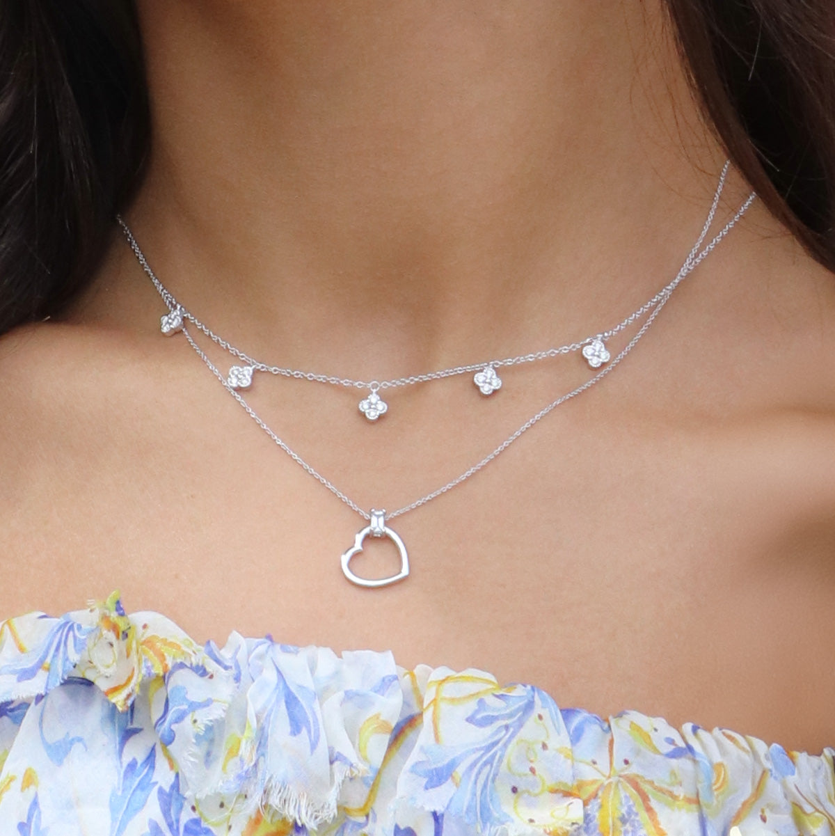 Diamond Clover Dangle Necklace