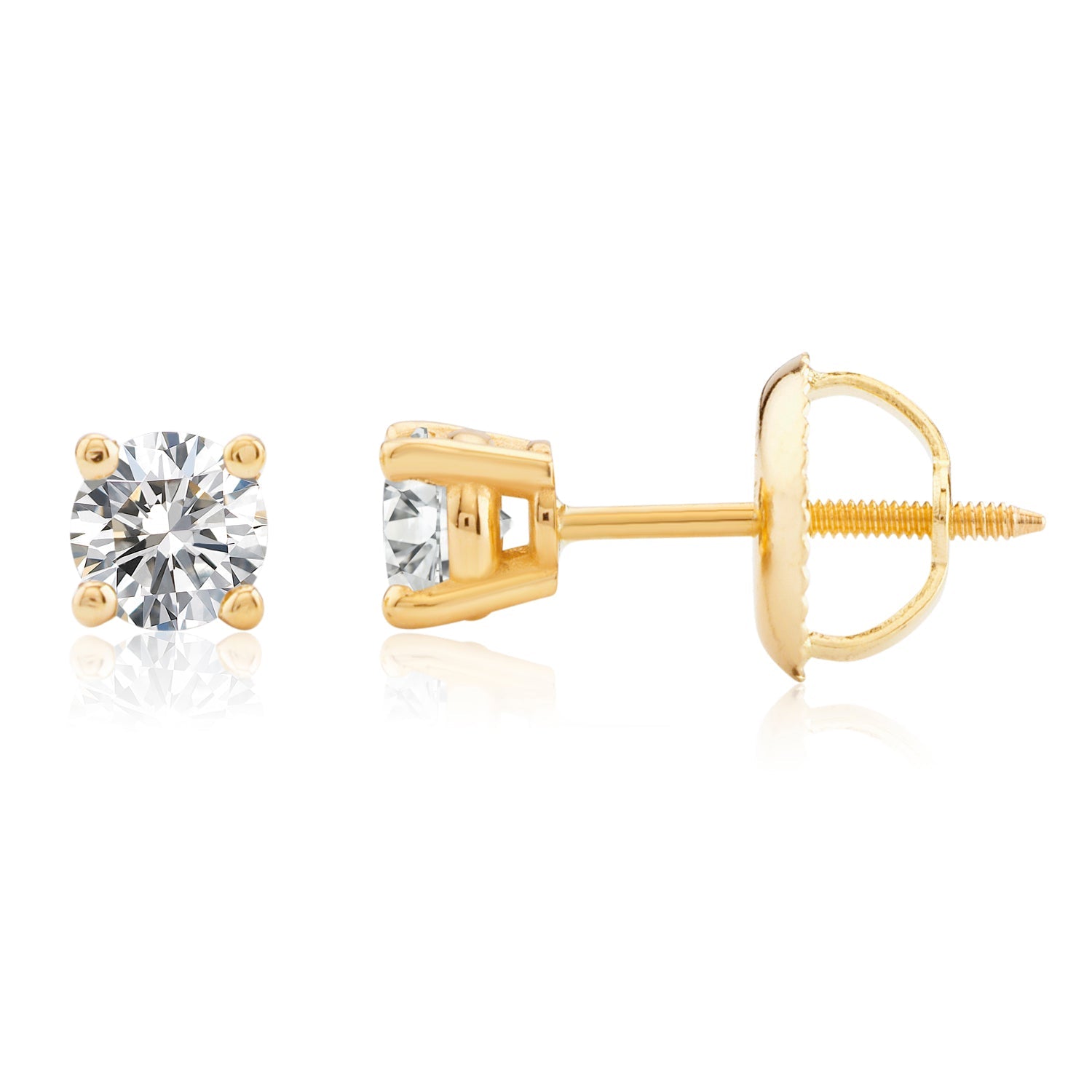 Certified 14k Yellow Gold Lab Grown Diamond Solitaire Stud Earrings (1/2 ct.tw)