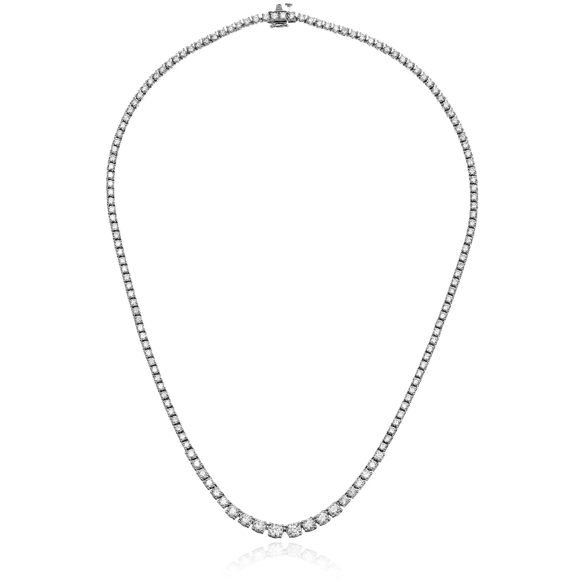 10 cttw SI1-SI2 Clarity Diamond Riviera Tennis Necklace in 14K White Gold