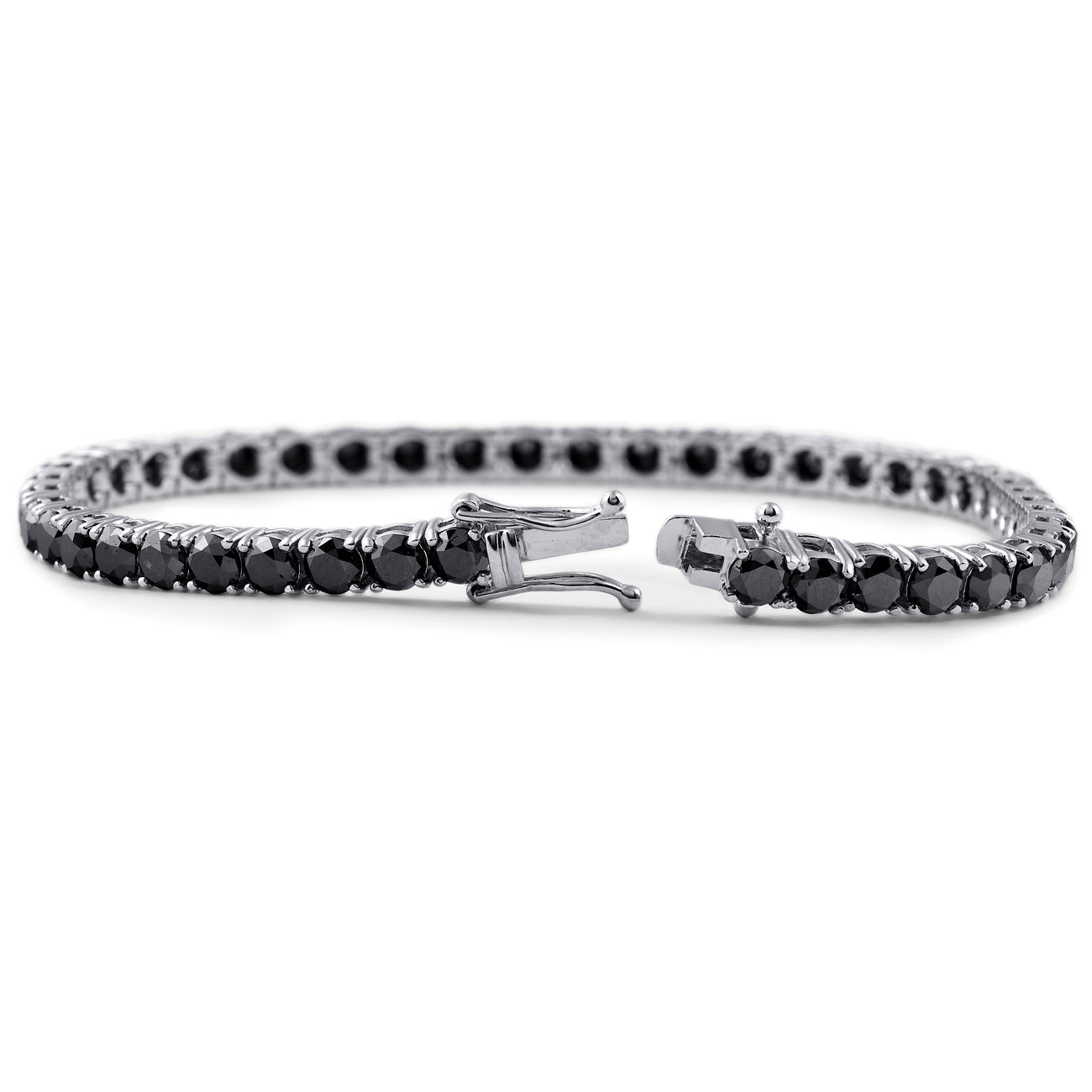 Pompeii3 14k White Gold Black Diamond Round-Cut Tennis Bracelet 11 1/2 CT 7'