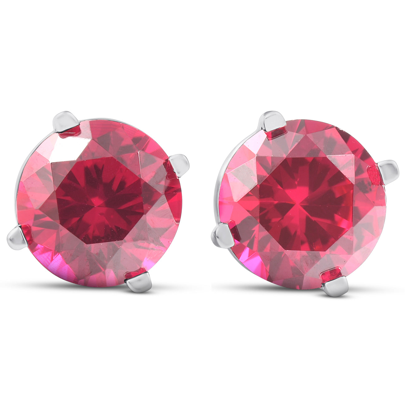 2 CT Ruby Studs 14K White Gold Women's Earrings