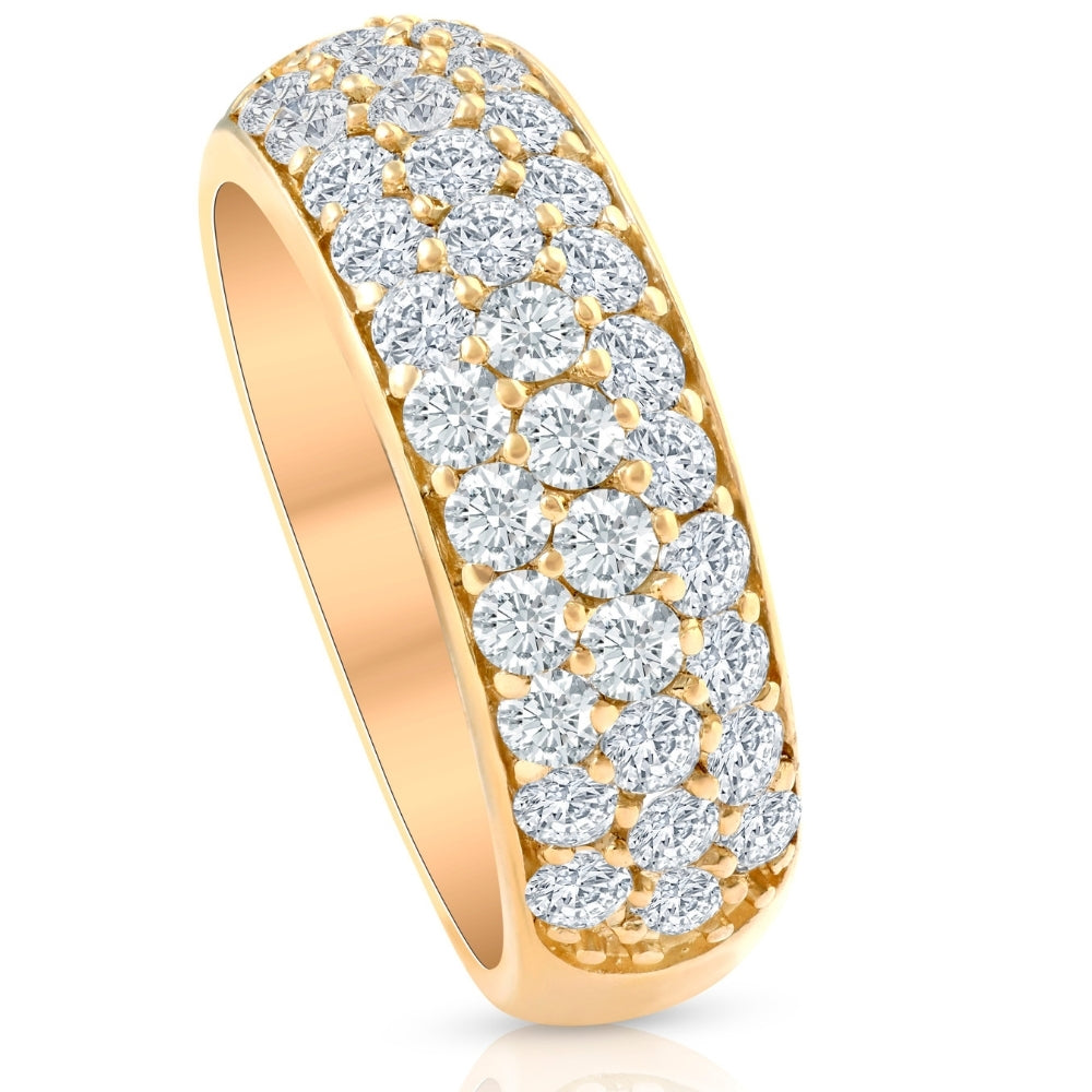 1 3/4 ct Pave Diamond Lab Grown Wedding Anniversary Ring 14k Yellow Gold